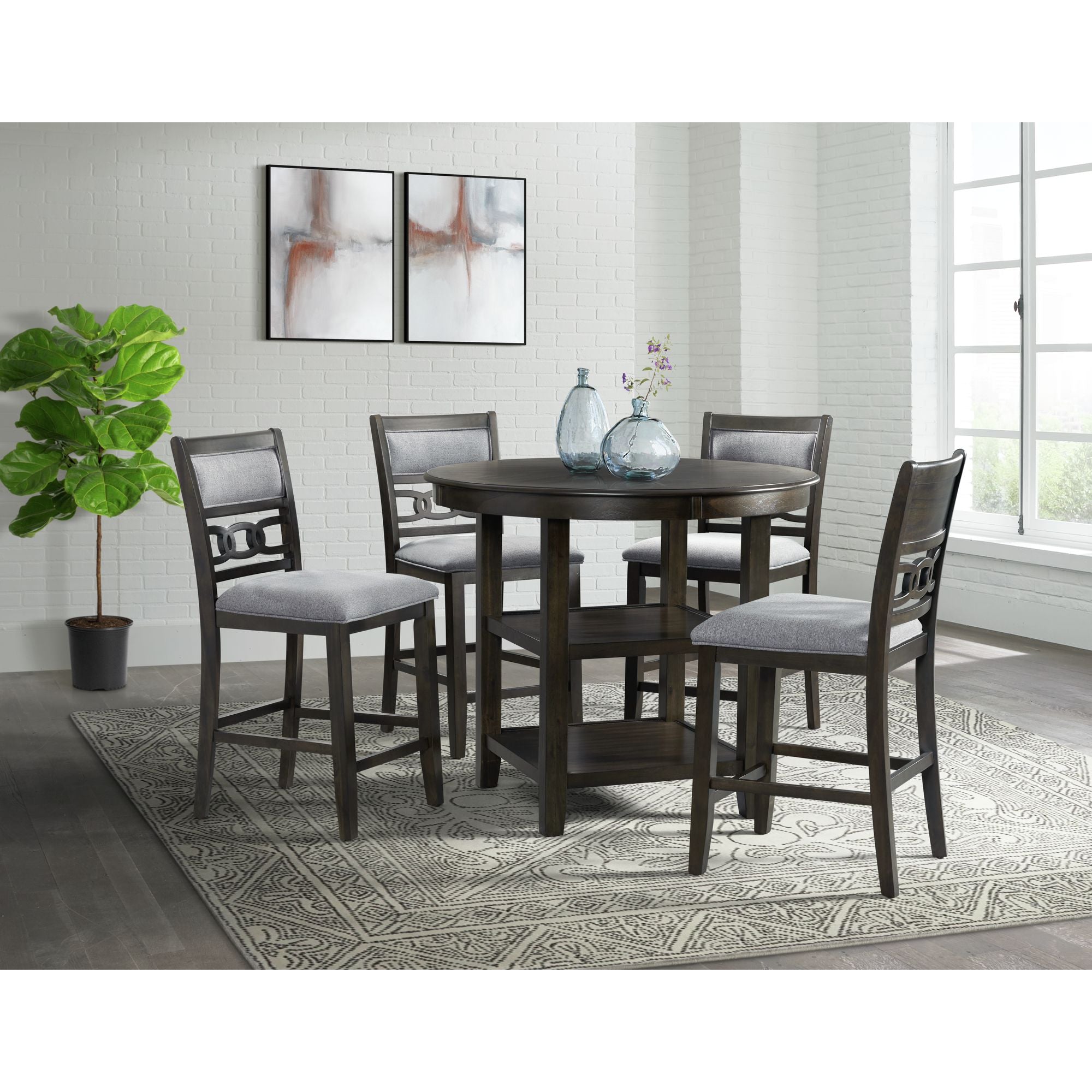 Amherst Counter Height 5PC Dining Set-Table and Four Side Chairs in Walnut – SKU DAH550C5PC | Elements