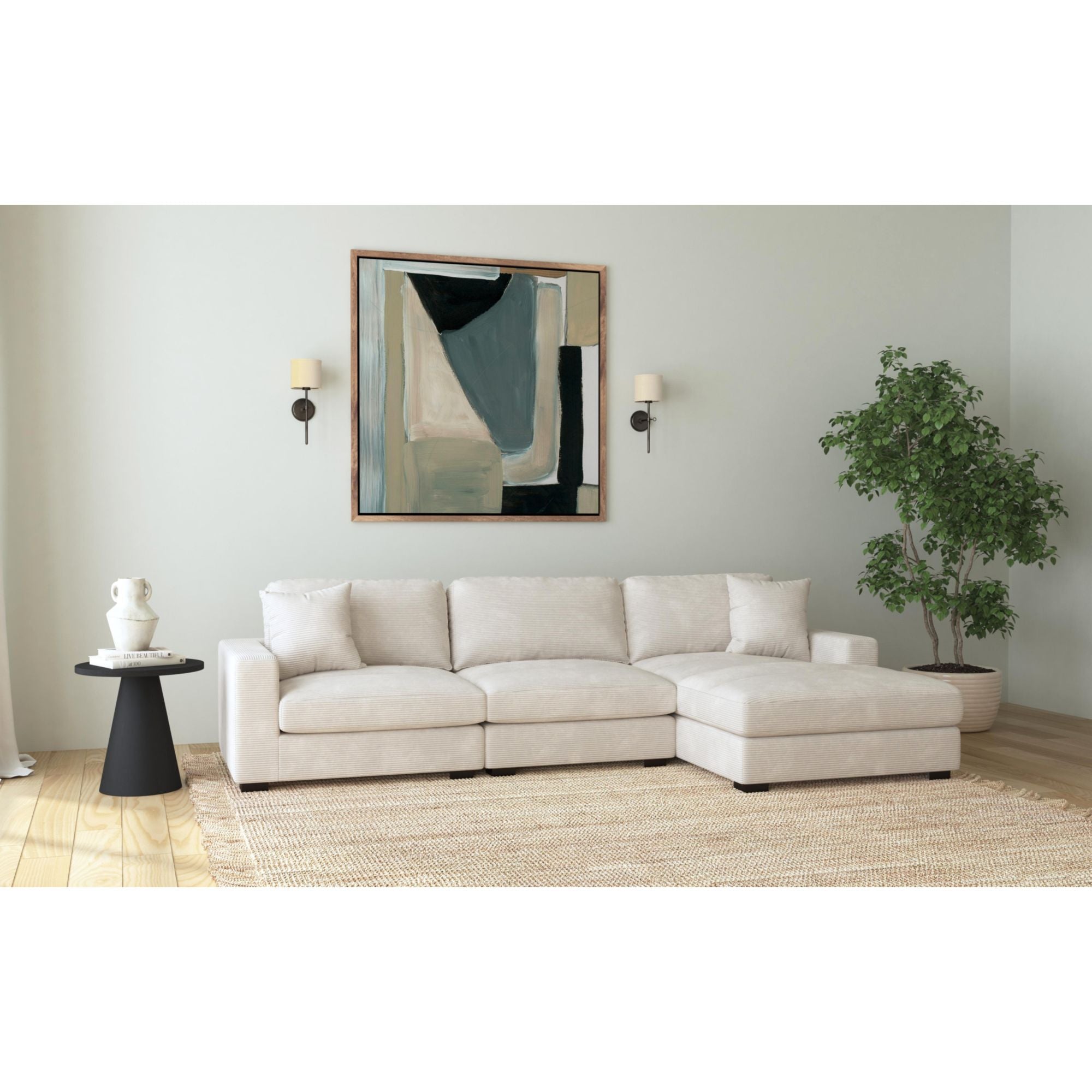 Arizona Modular LHF Armchair with 1 pillow 20" in Steno Beige – SKU U-8540-9440-140 | Elements