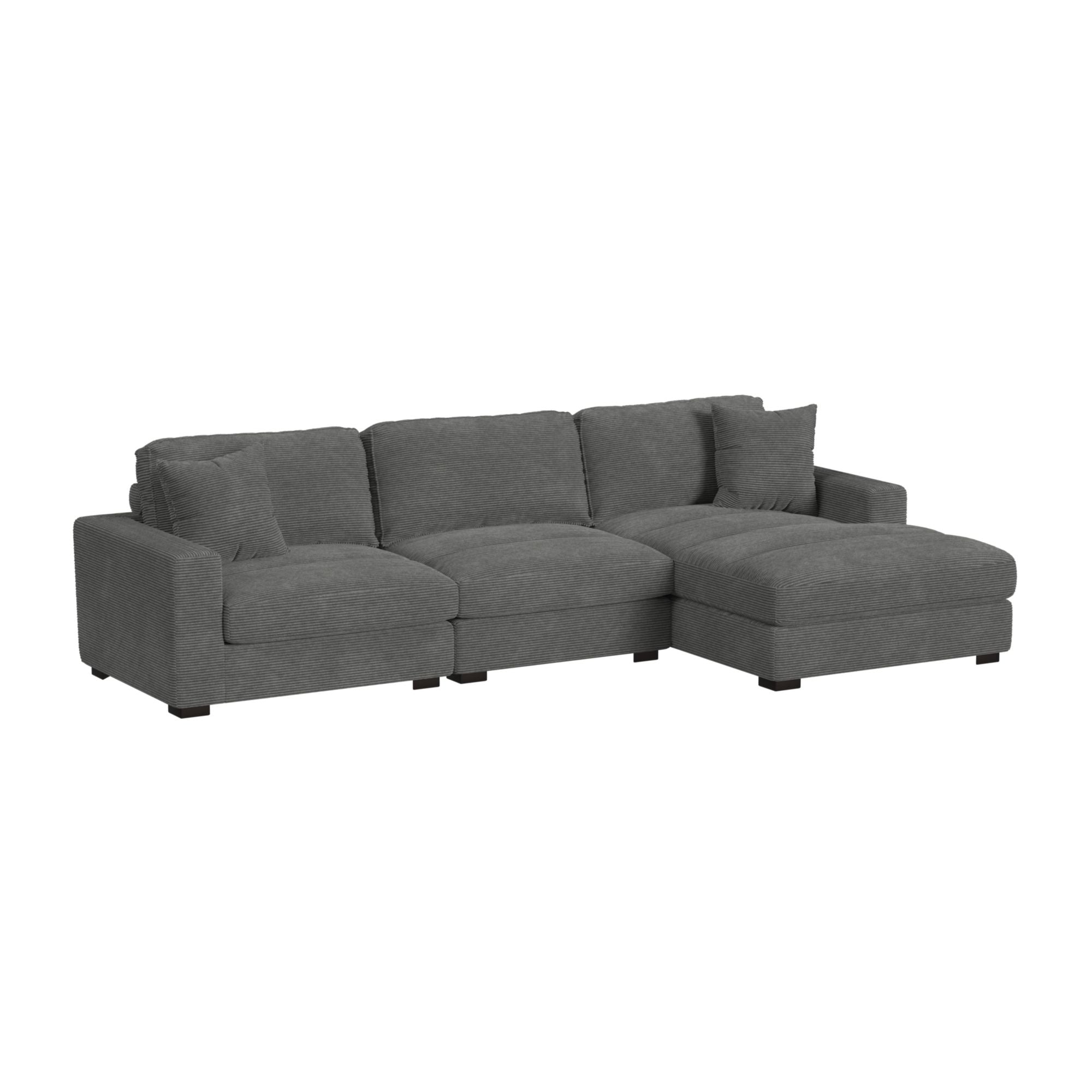 Arizona Modular RHF Chaise with 1 pillow 20" in Steno Charcoal