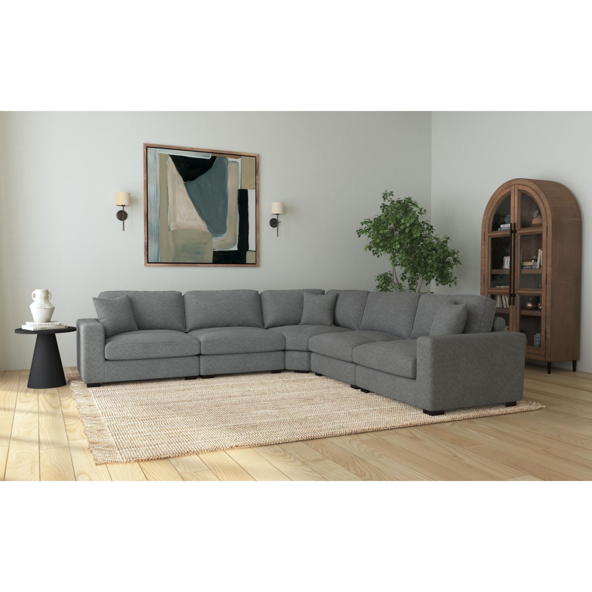 Arizona Modular LHF Armchair with 1 pillow 20" in Steno Charcoal