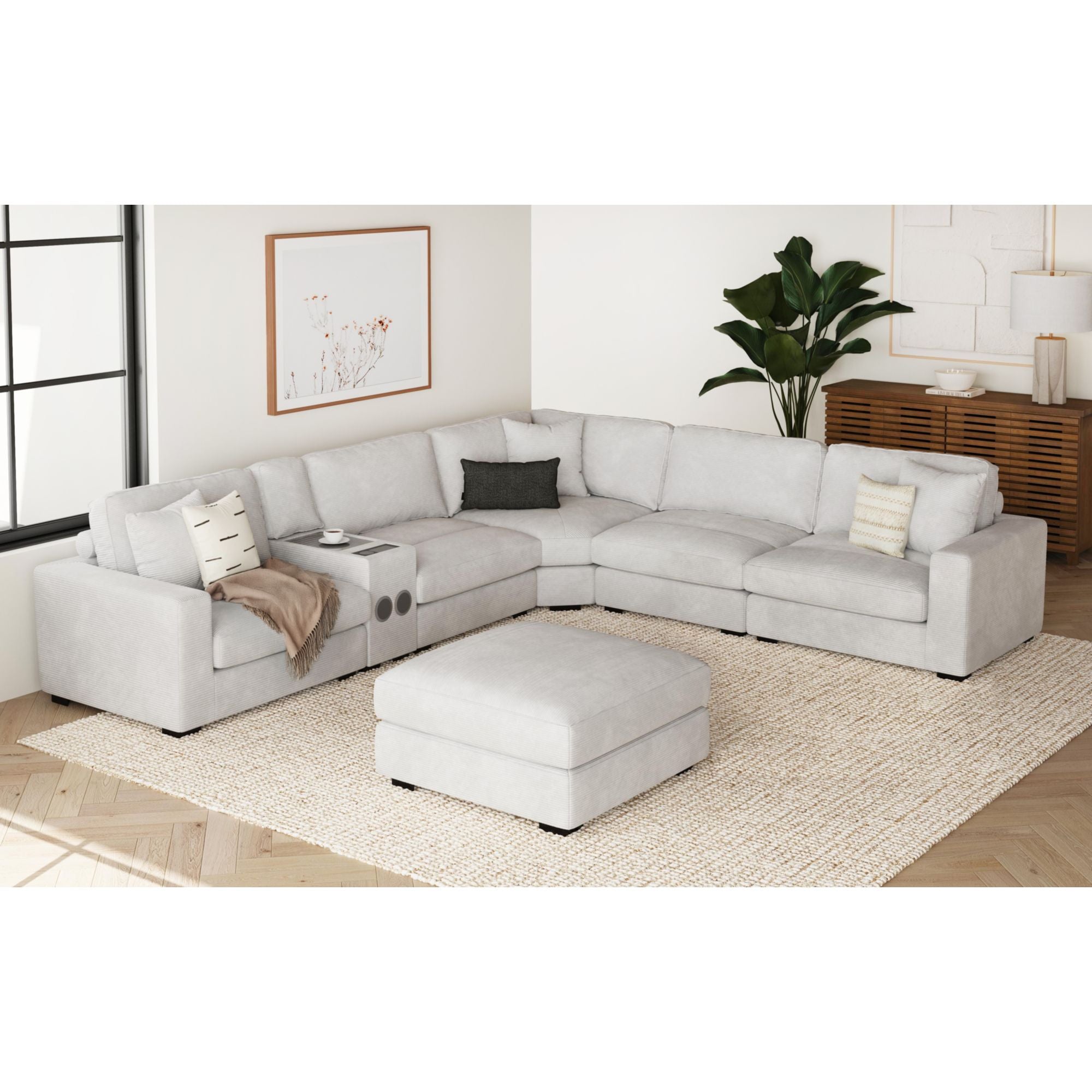 Arizona Modular Wedge with 1 pillow 20" in Steno Stone