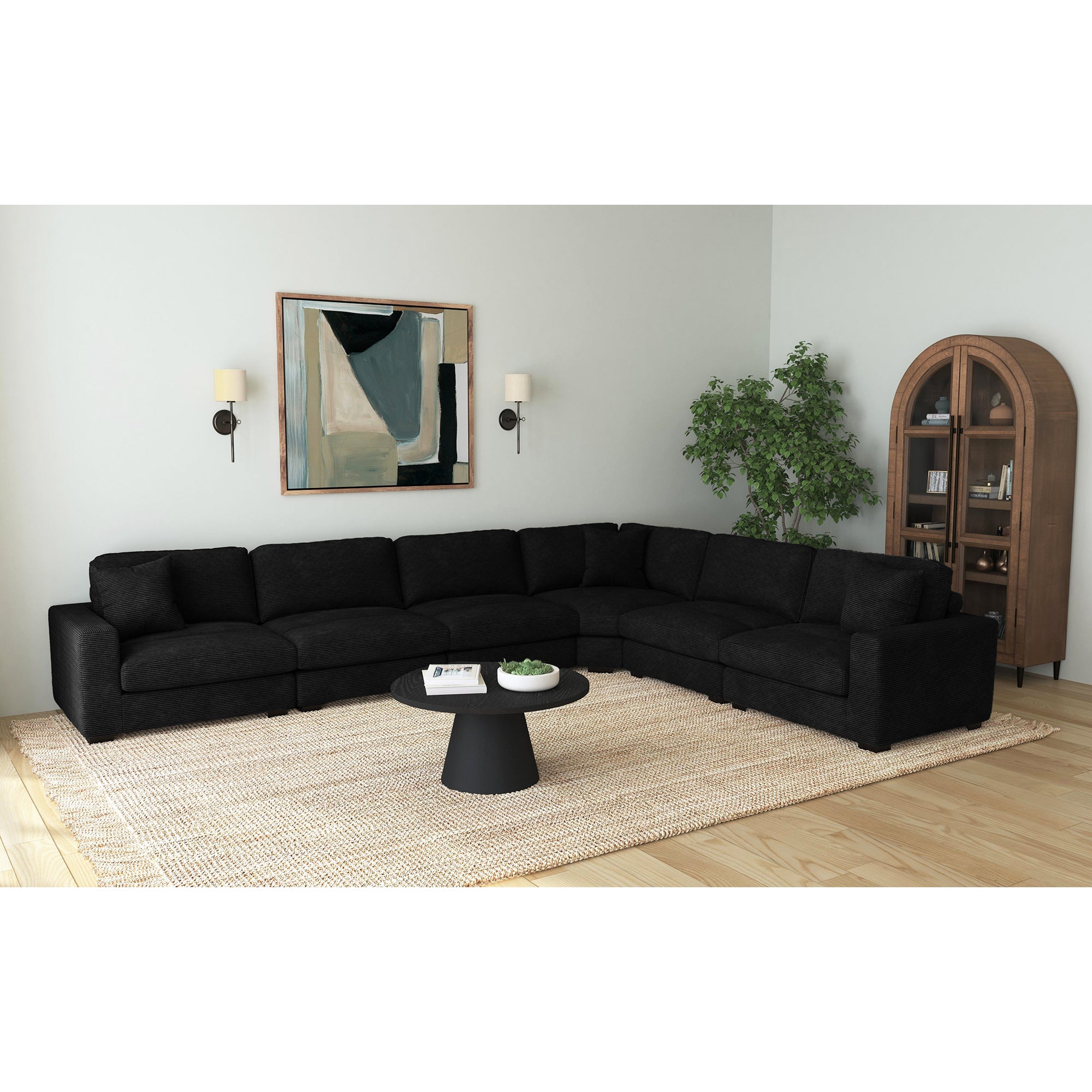Arizona Modular Armless Chair in Steno Black – SKU U-8540-9446-103 | Elements