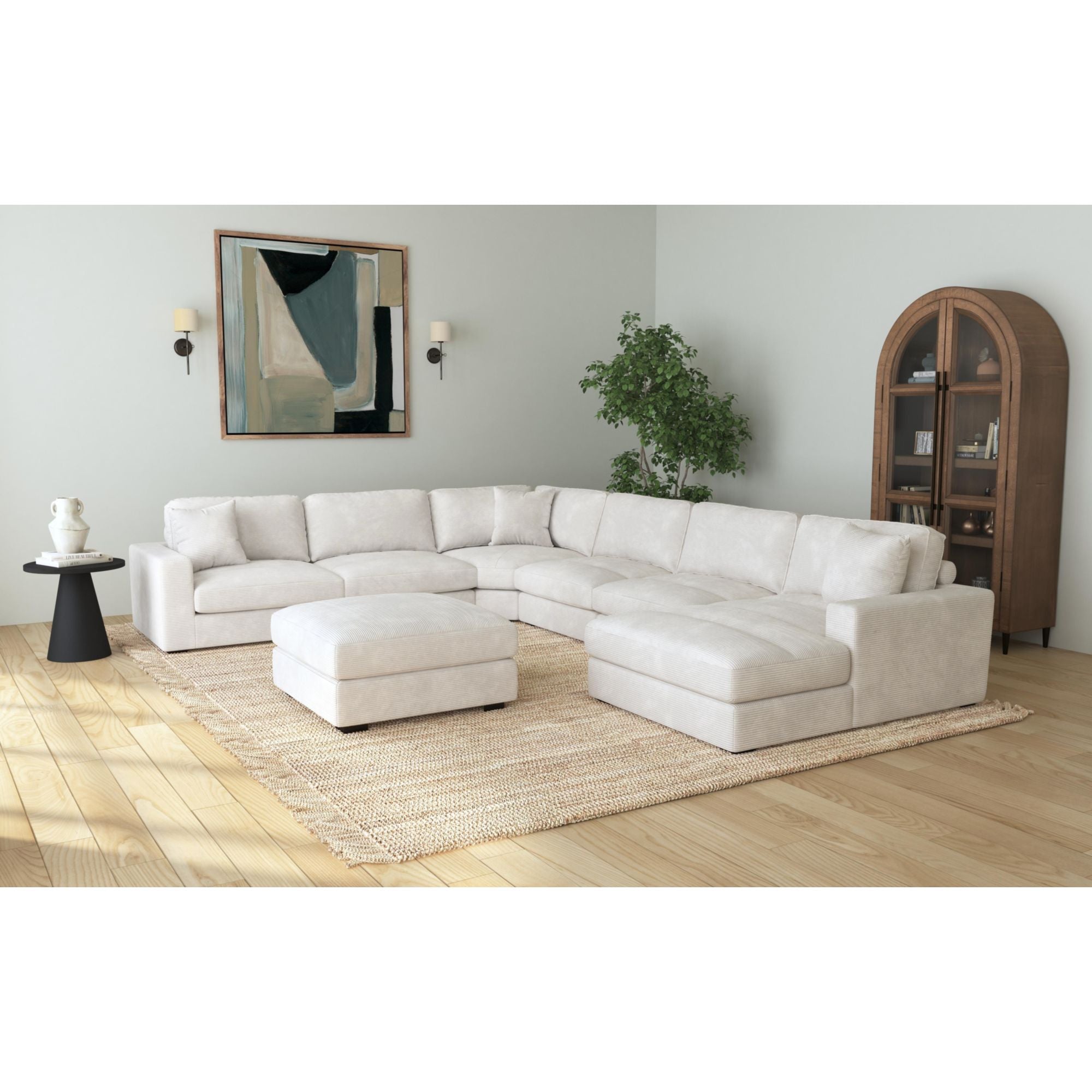 Arizona Modular Wedge with 1 pillow 20" in Steno Beige