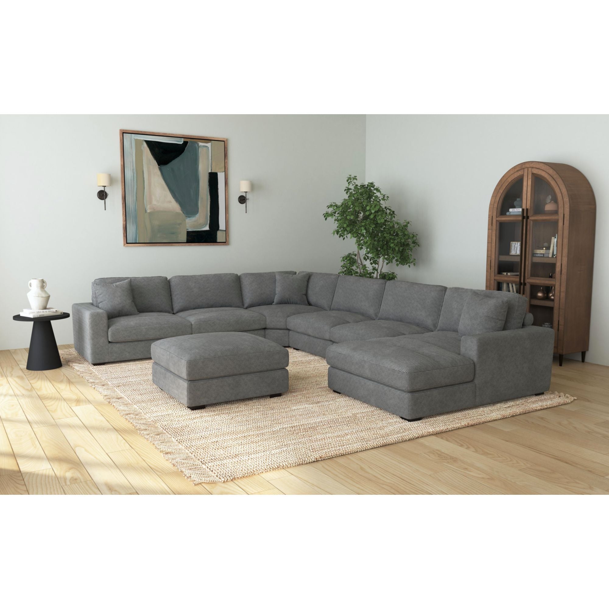 Arizona Modular LHF Armchair with 1 pillow 20" in Steno Charcoal