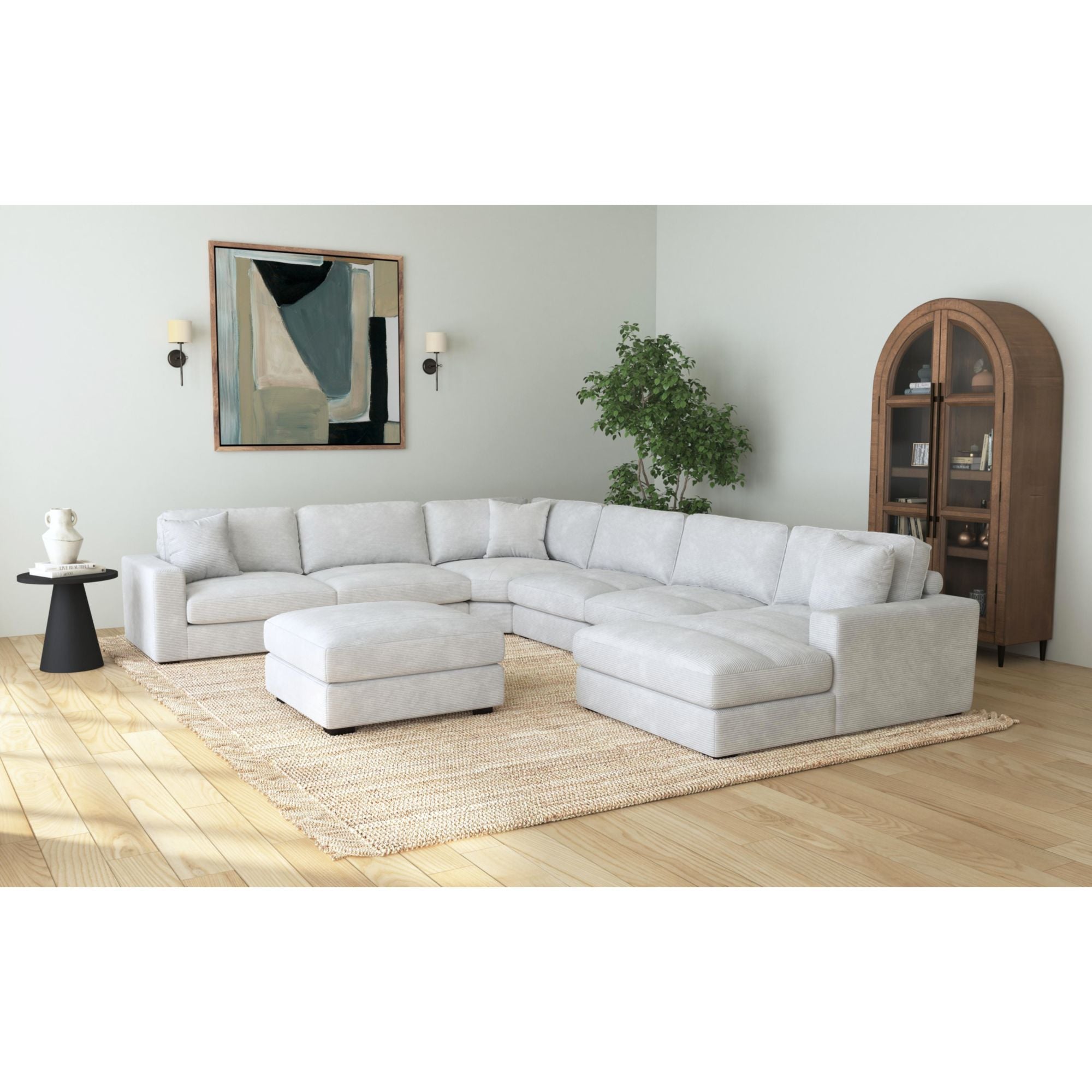 Arizona Modular RHF Chaise with 1 pillow 20" in Steno Stone