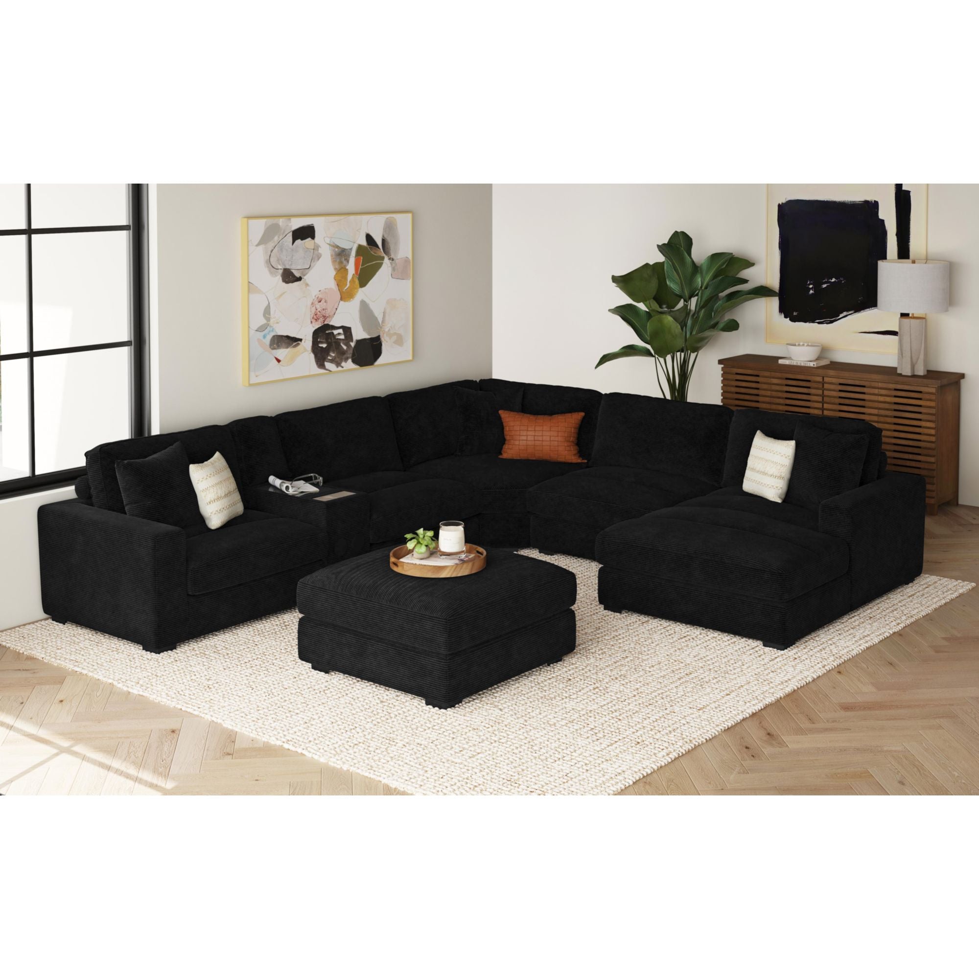 Arizona Modular Wedge with 1 pillow 20" in Steno Black