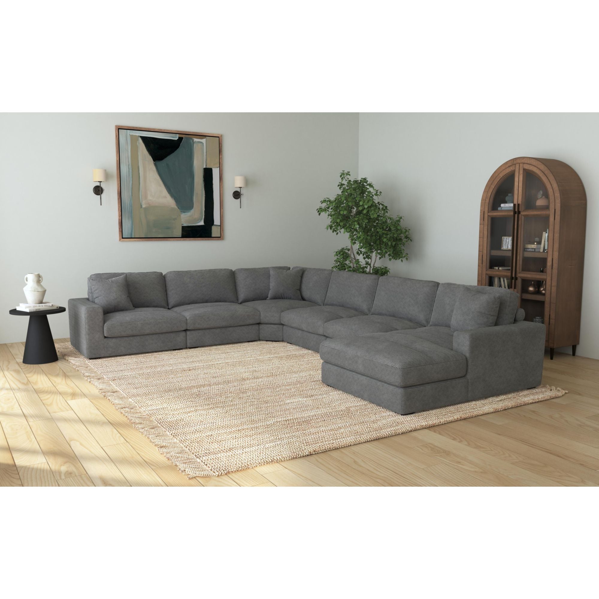 Arizona Modular RHF Chaise with 1 pillow 20" in Steno Charcoal
