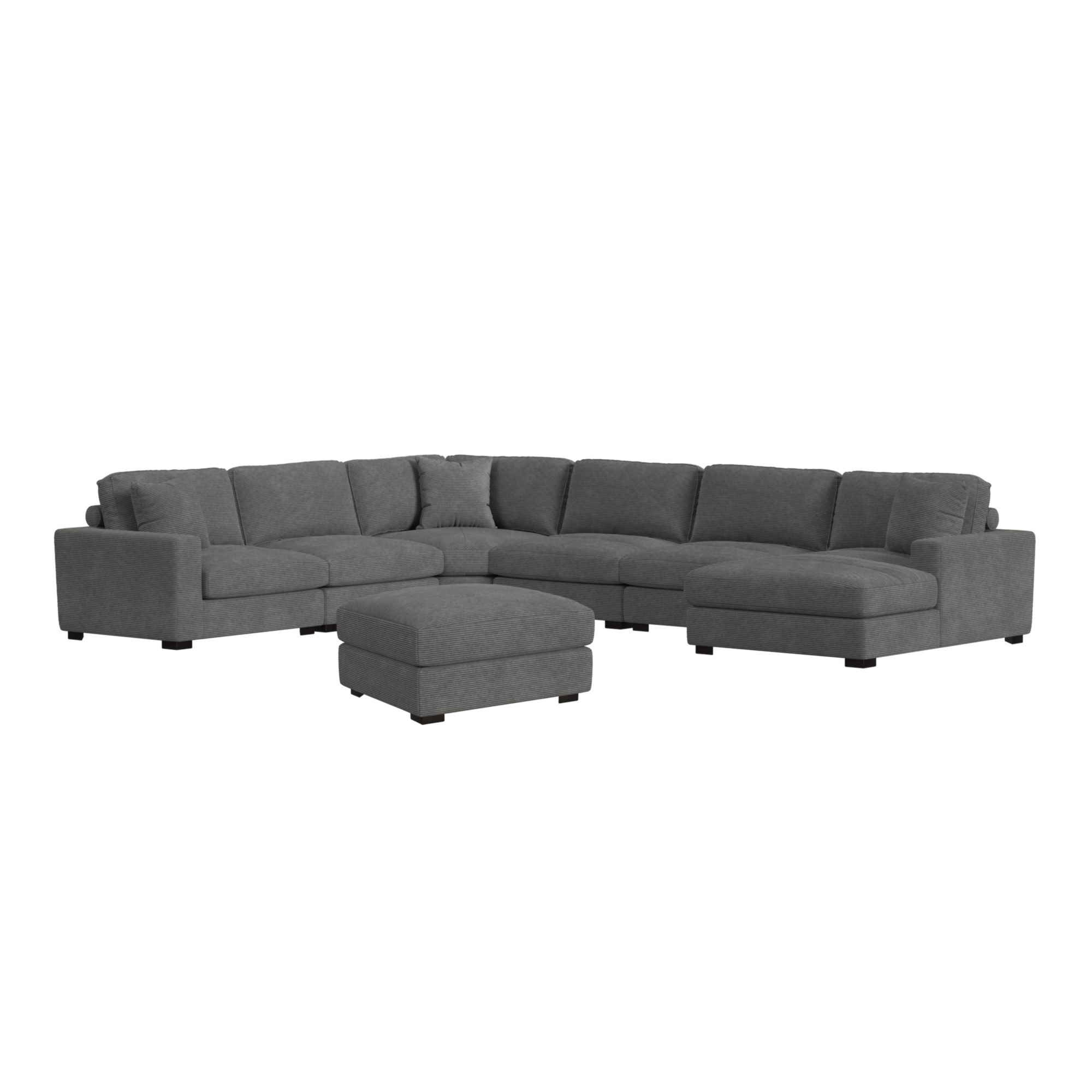 Arizona Modular Wedge with 1 pillow 20" in Steno Charcoal