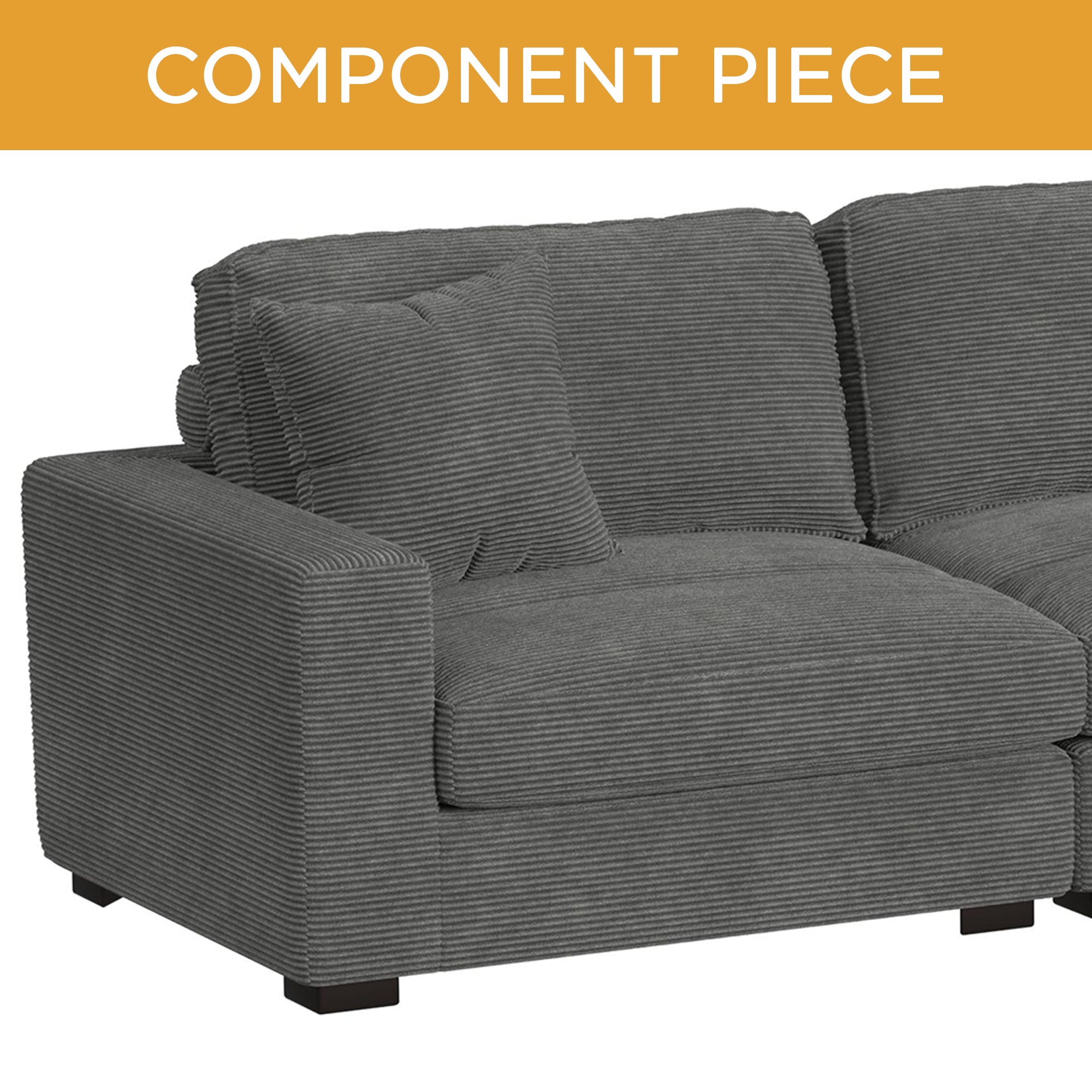 Arizona Modular LHF Armchair with 1 pillow 20" in Steno Charcoal