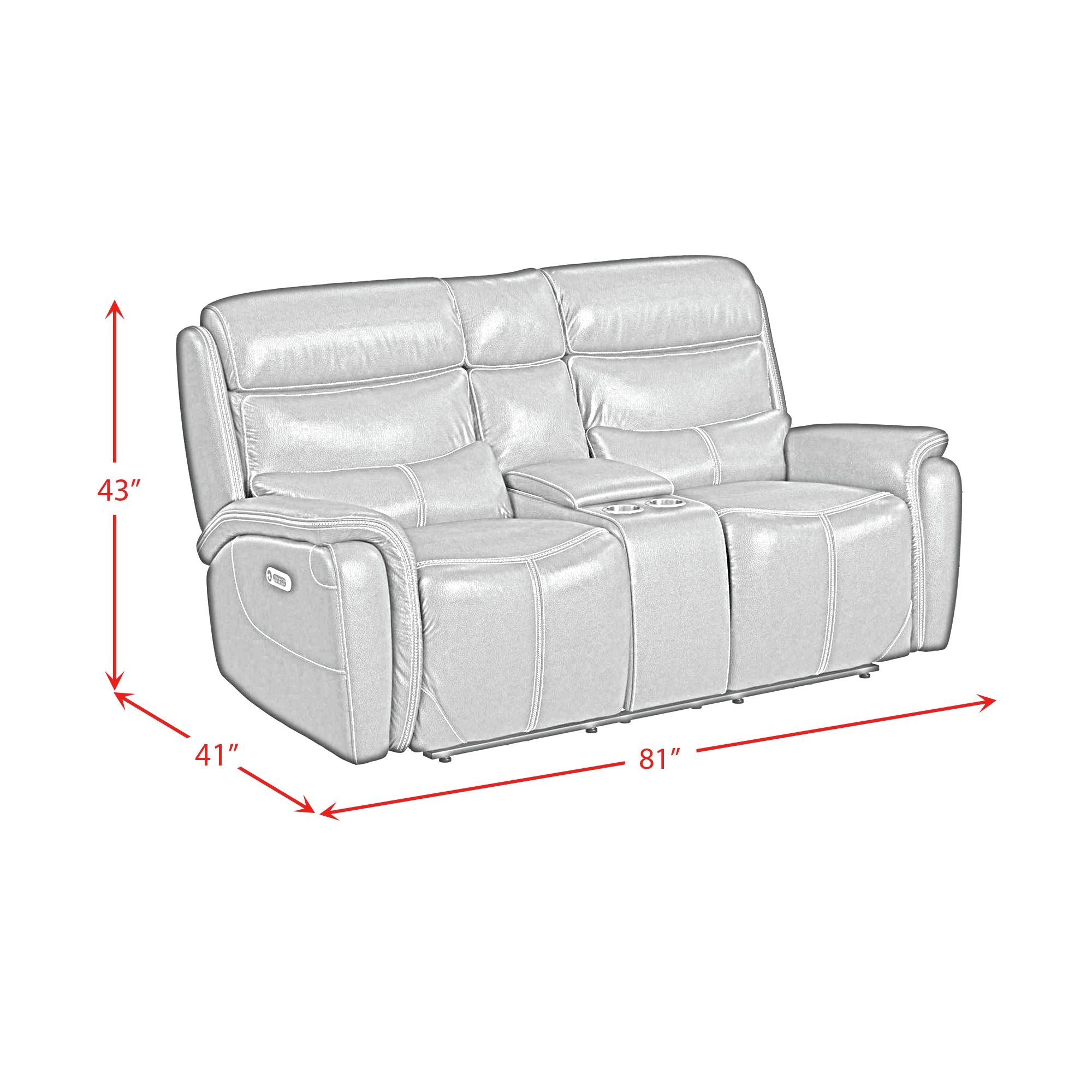 Aruba Power Motion Loveseat with Power Headrest and Console in Pebble Navy