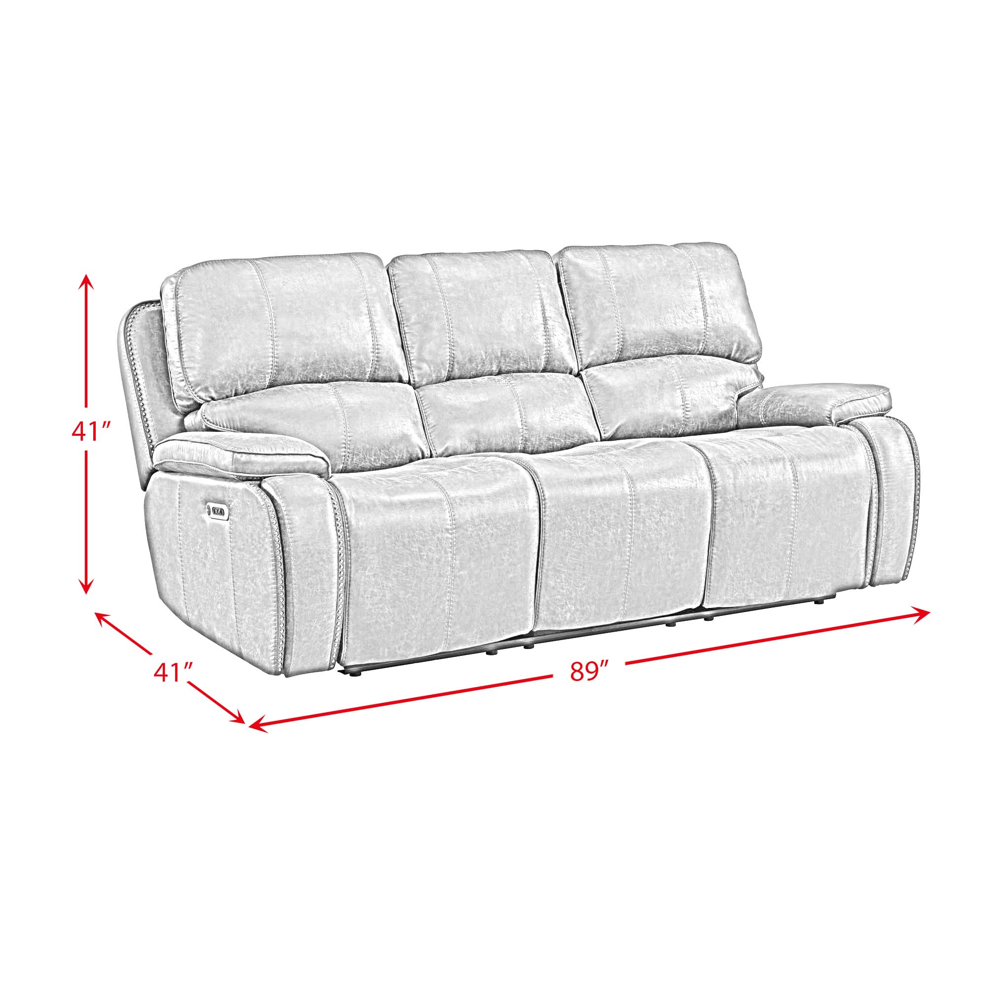 Atlantis Power Motion Sofa with Power Motion Head Recliner in Heritage Brown