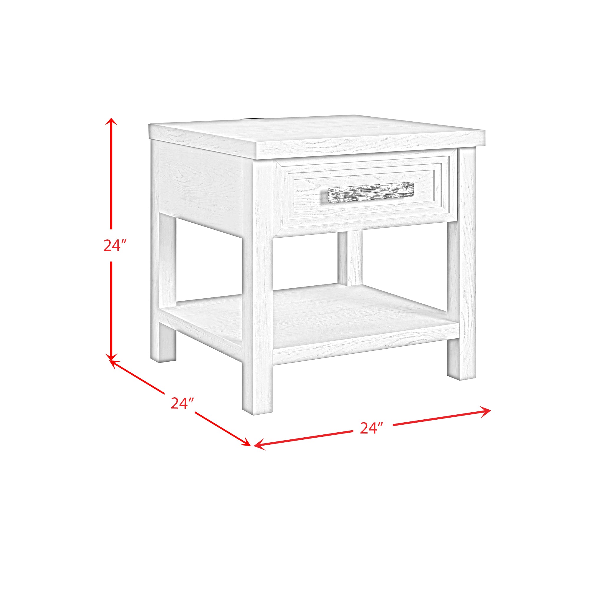Avalanche End Table with USB in Antique White