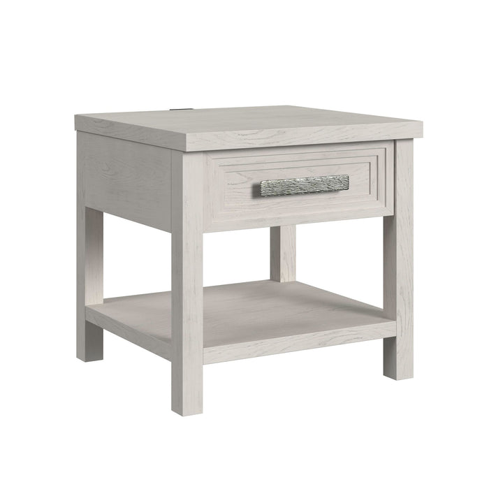 Avalanche End Table with USB in Antique White
