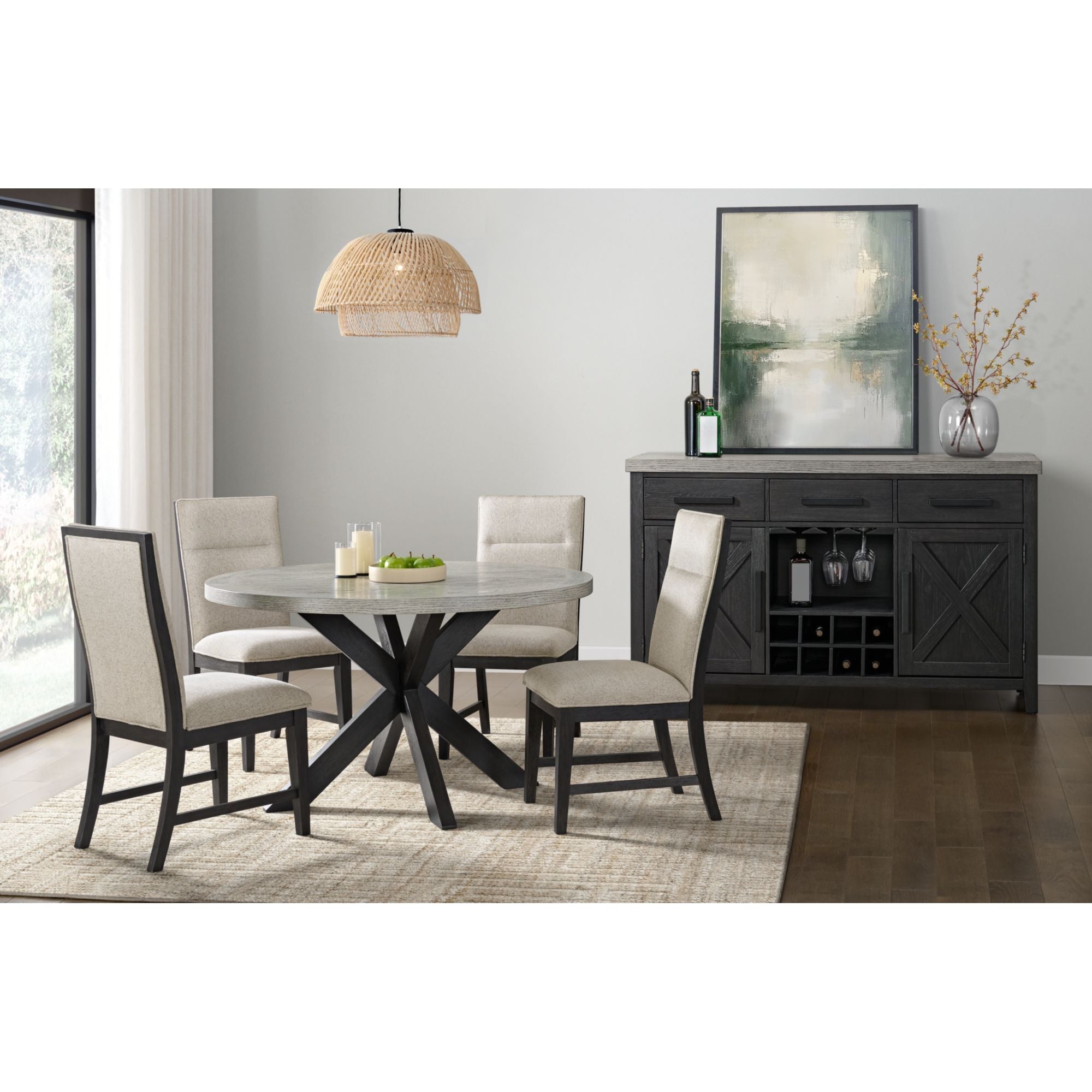 Axel Server in Light Grey and Espresso – SKU D-16680-5-SV | Elements