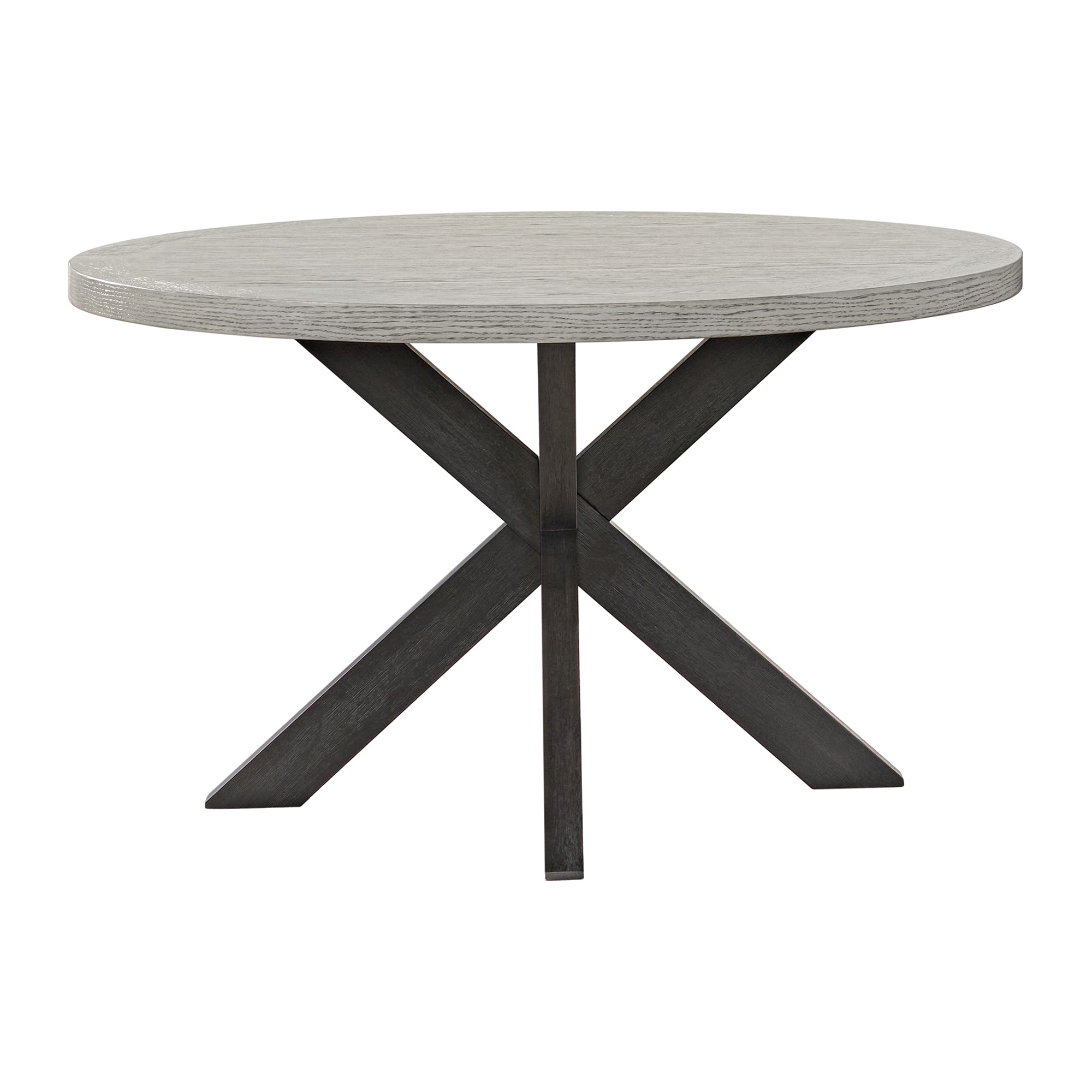 Axel Round Dining Table with Light Grey Top in Espresso