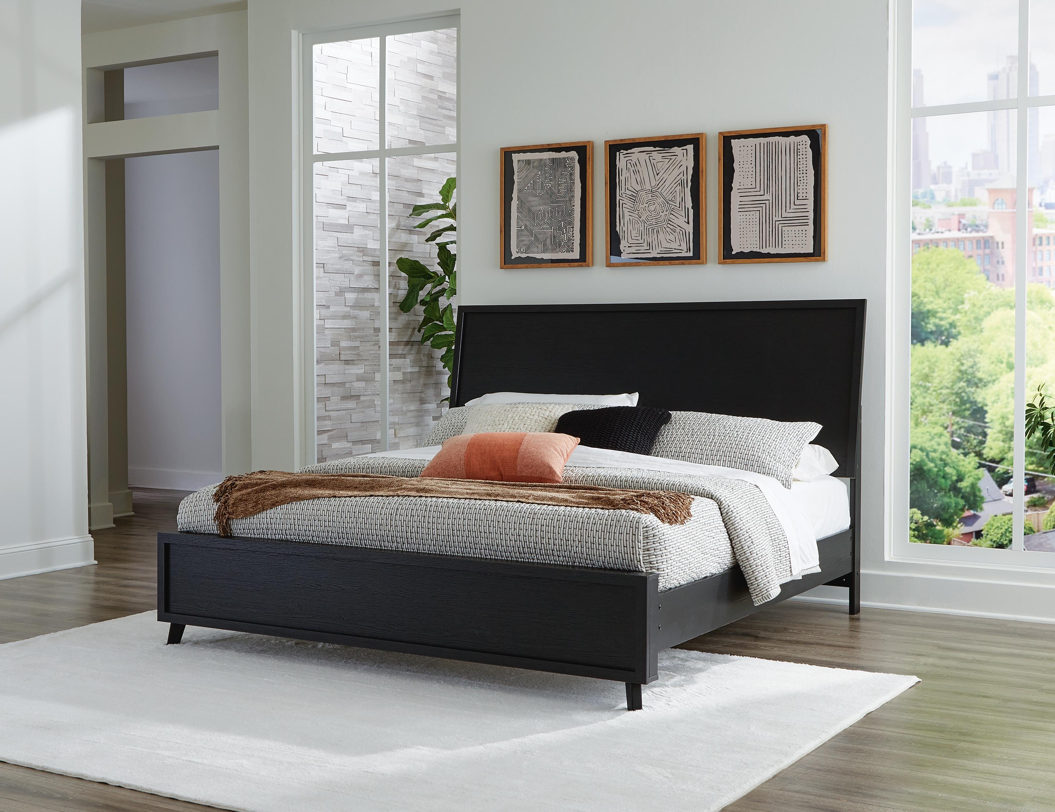 Dar Furniture - Ashley Furniture - Danziar King Panel Bed - King Panel Bed / Black - B1013B7