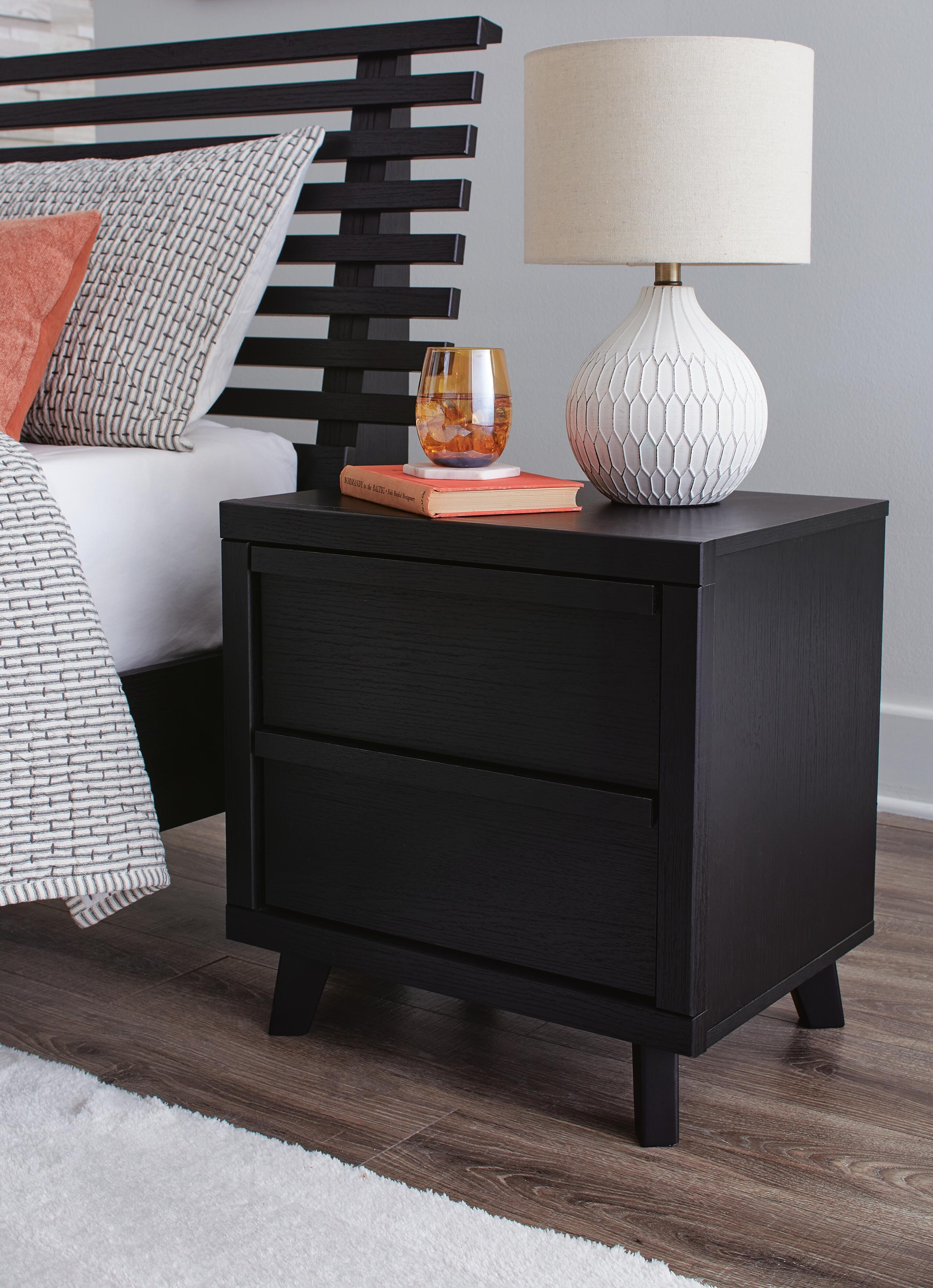 Dar Furniture - Ashley Furniture - Danziar Nightstand - Two Drawer Night Stand / Black - B1013-92