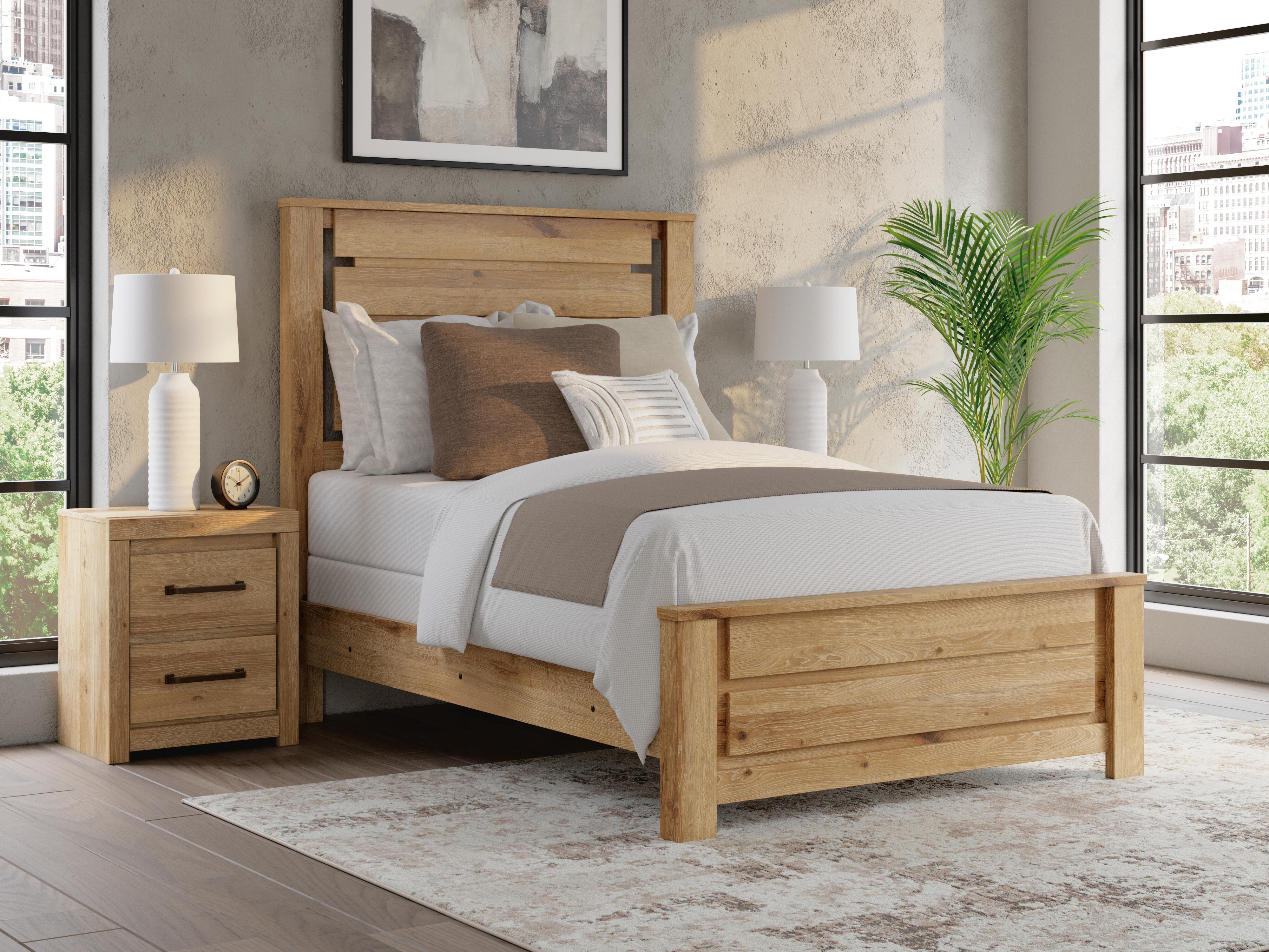 Dar Furniture - Ashley Furniture - Brozmont Full Panel Bed - Full Panel Bed / Tan - B1045B8