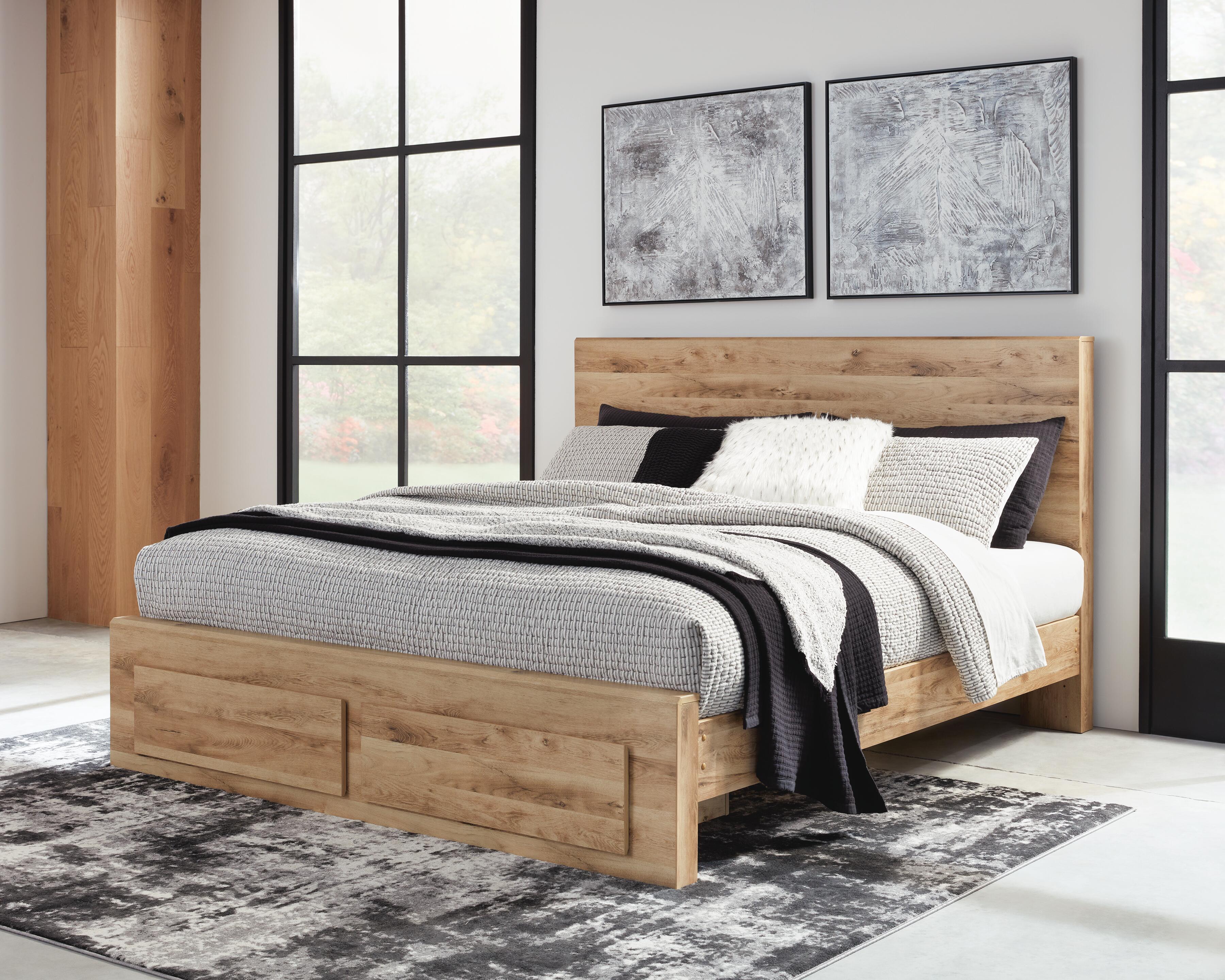 Dar Furniture - Ashley Furniture - Hyanna Queen Panel Storage Bed - Queen Panel Storage Bed / Tan Brown - B1050B4