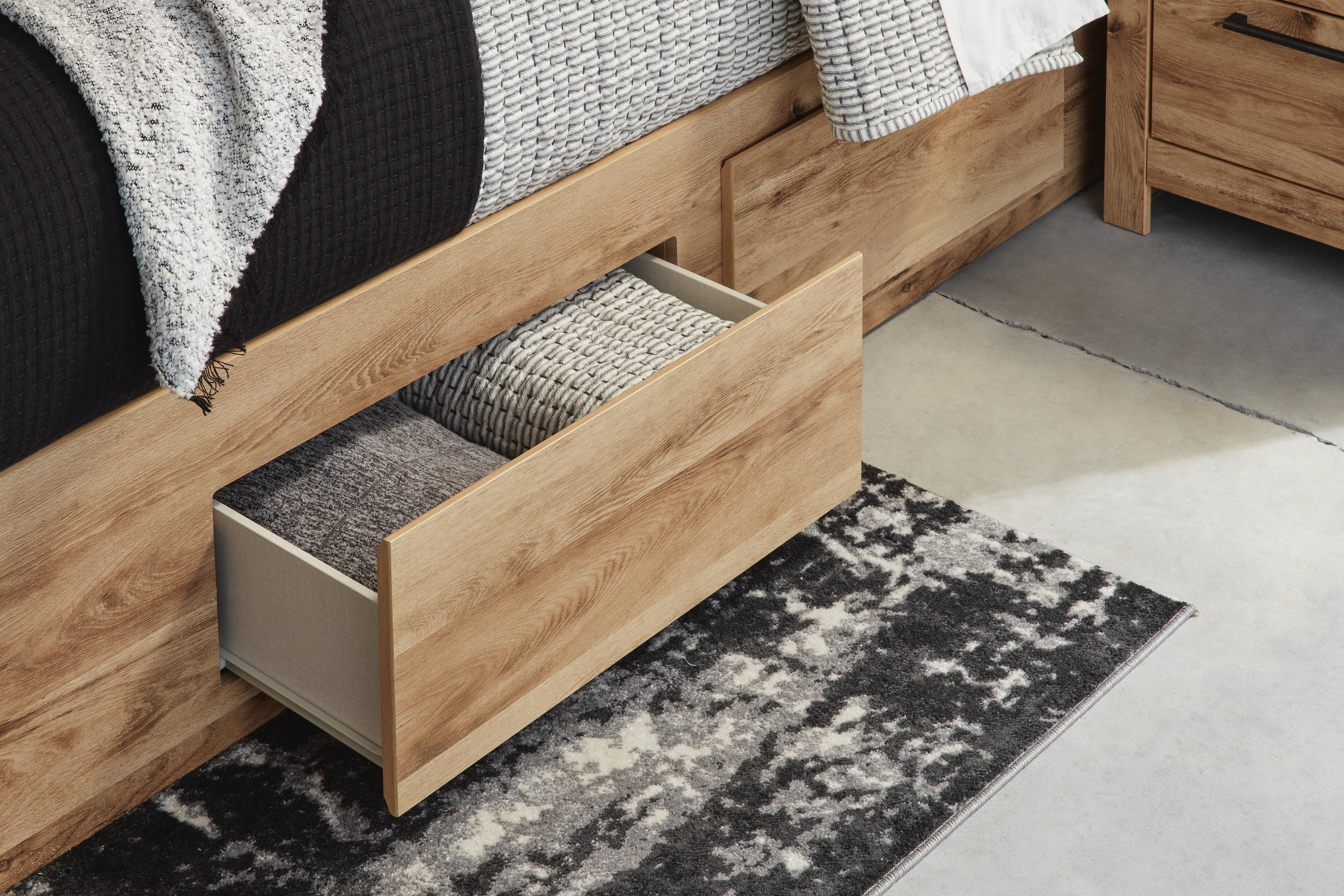 Hyanna King Panel Storage Bed with 2 Under Bed Storage Drawers