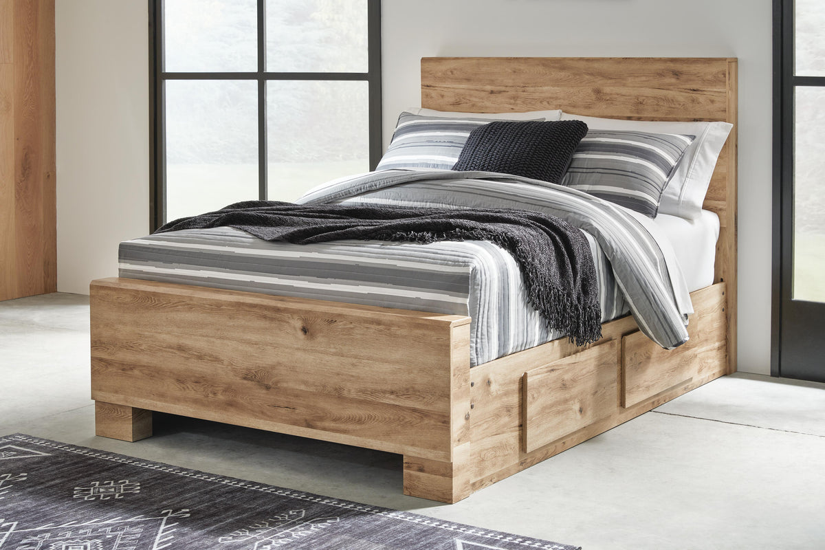 Dar Furniture - Ashley Furniture - Hyanna Full Panel Bed with 1 Side Storage - Full Panel Bed with 1 Side Storage / Tan Brown - B1050B25