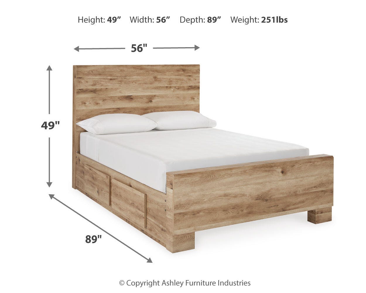 Hyanna Full Panel Bed with 2 Side Storage