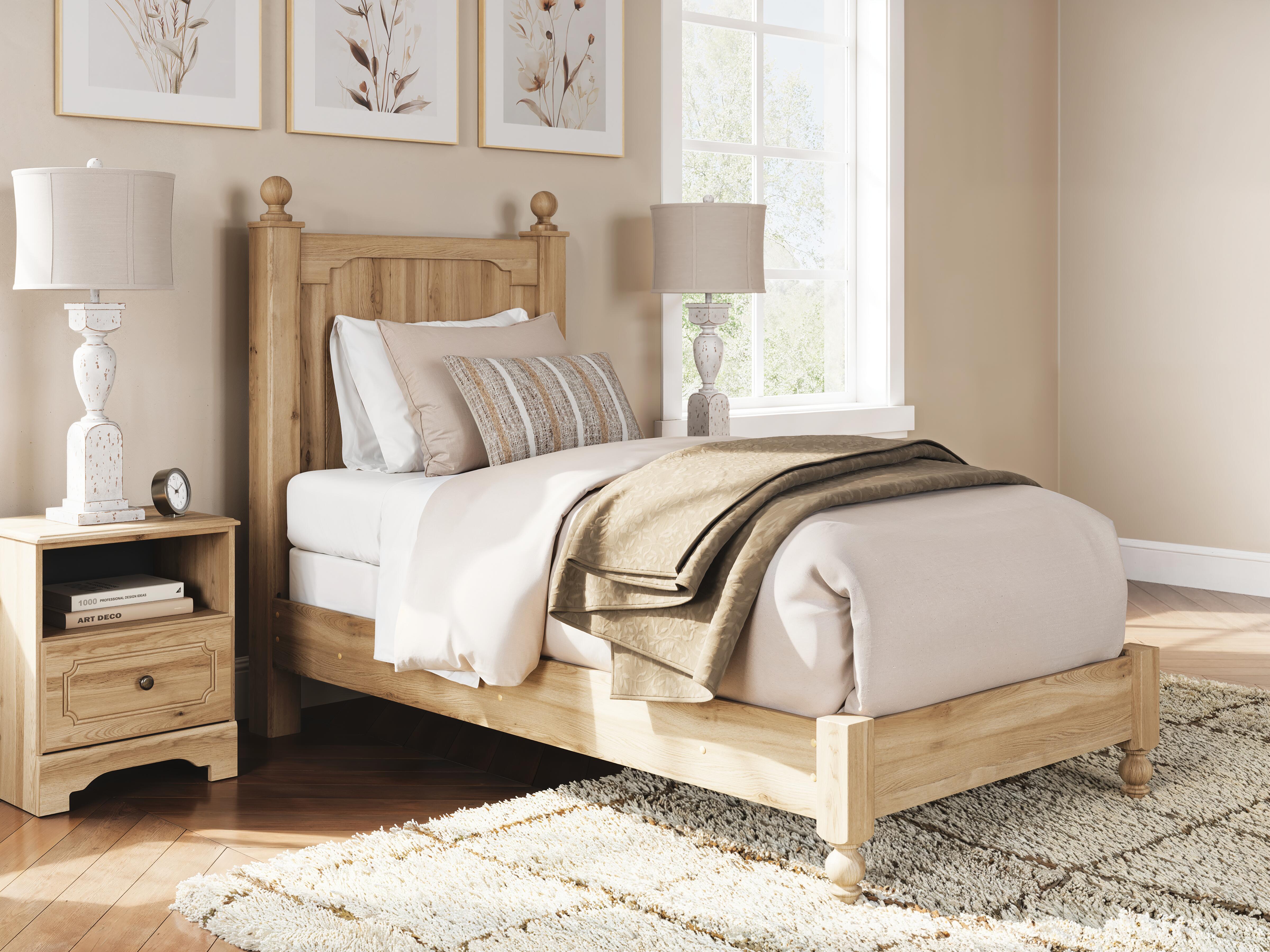 Dar Furniture - Ashley Furniture - Aleaport Twin Panel Bed - Twin Panel Bed / Warm Brown - PCB1075B2