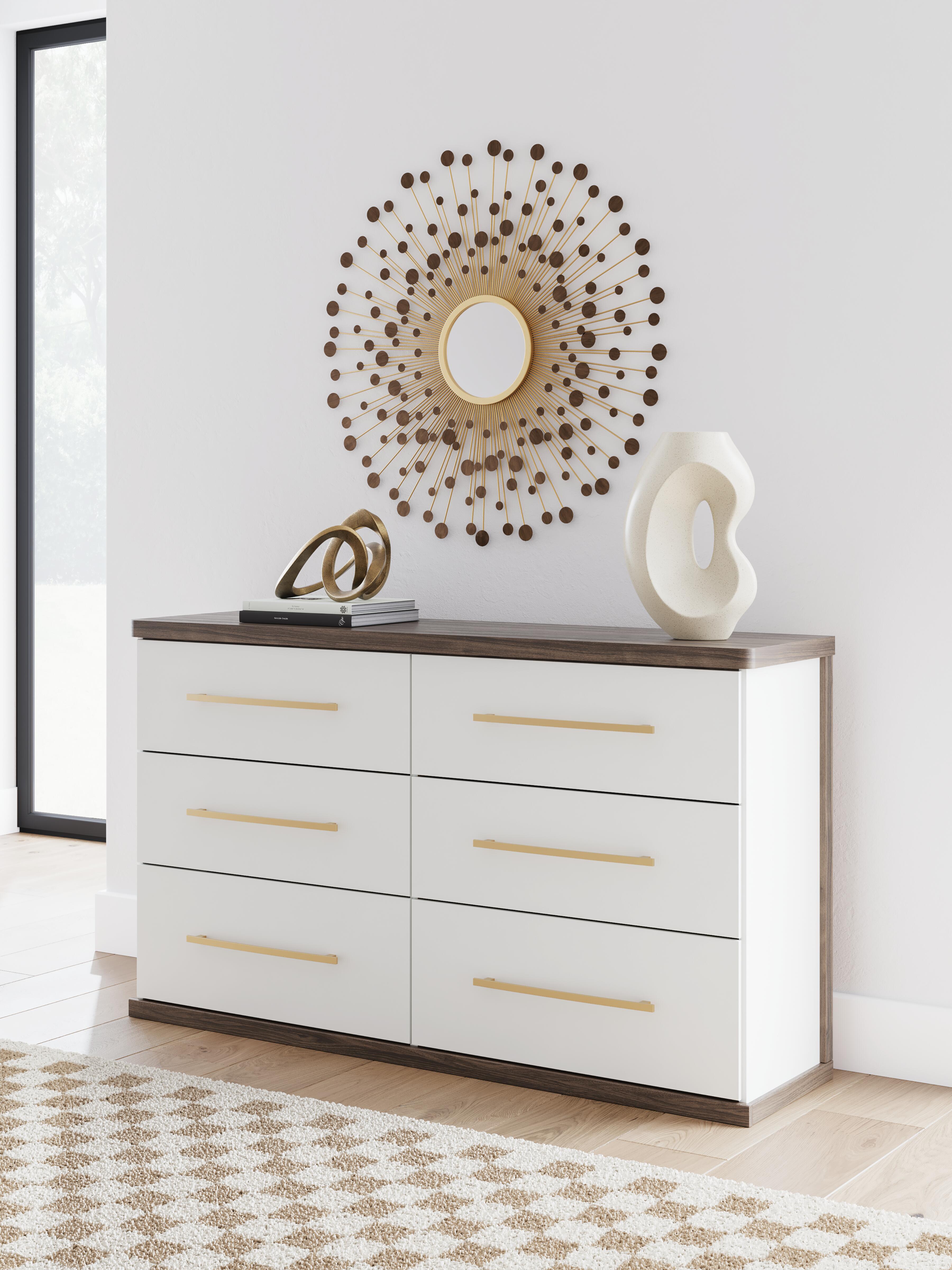 Dar Furniture - Ashley Furniture - Kendanport Dresser - Six Drawer Dresser / Brown/White - PCB1108-31