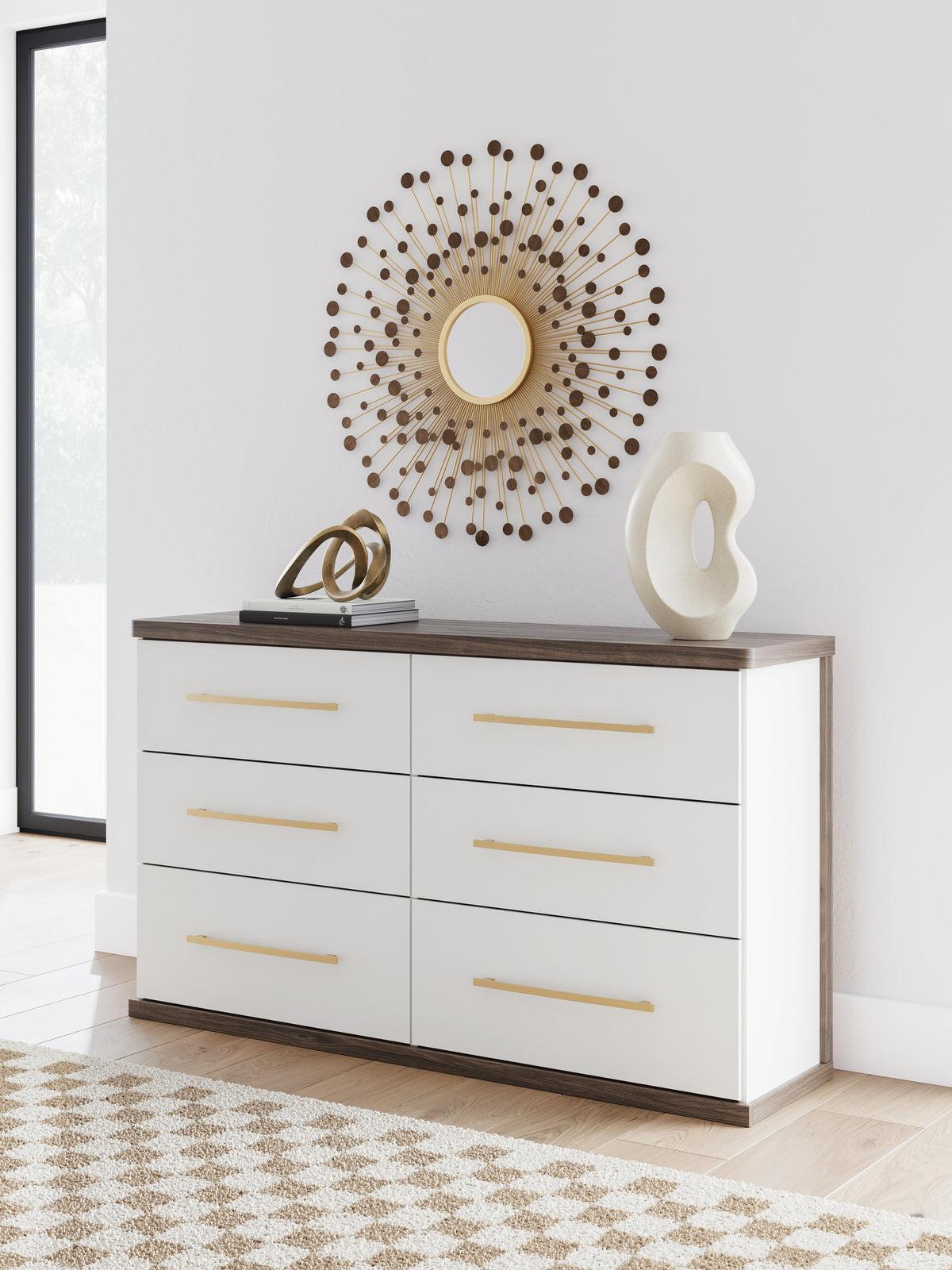 Dar Furniture - Ashley Furniture - Kendanport Dresser - Six Drawer Dresser / Brown/White - PCB1108-31