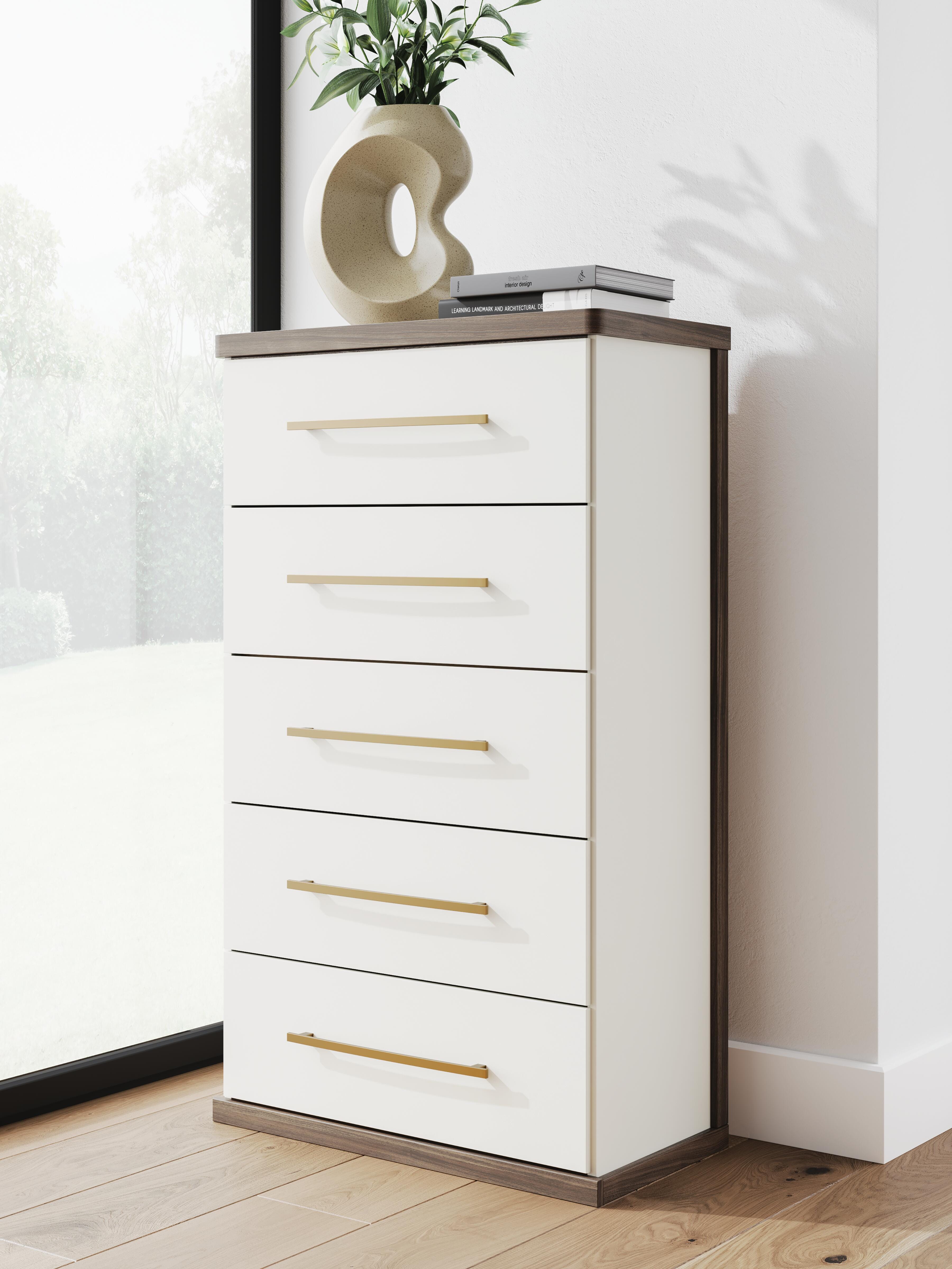 Dar Furniture - Ashley Furniture - Kendanport Chest of Drawers - Five Drawer Chest / Brown/White - PCB1108-46