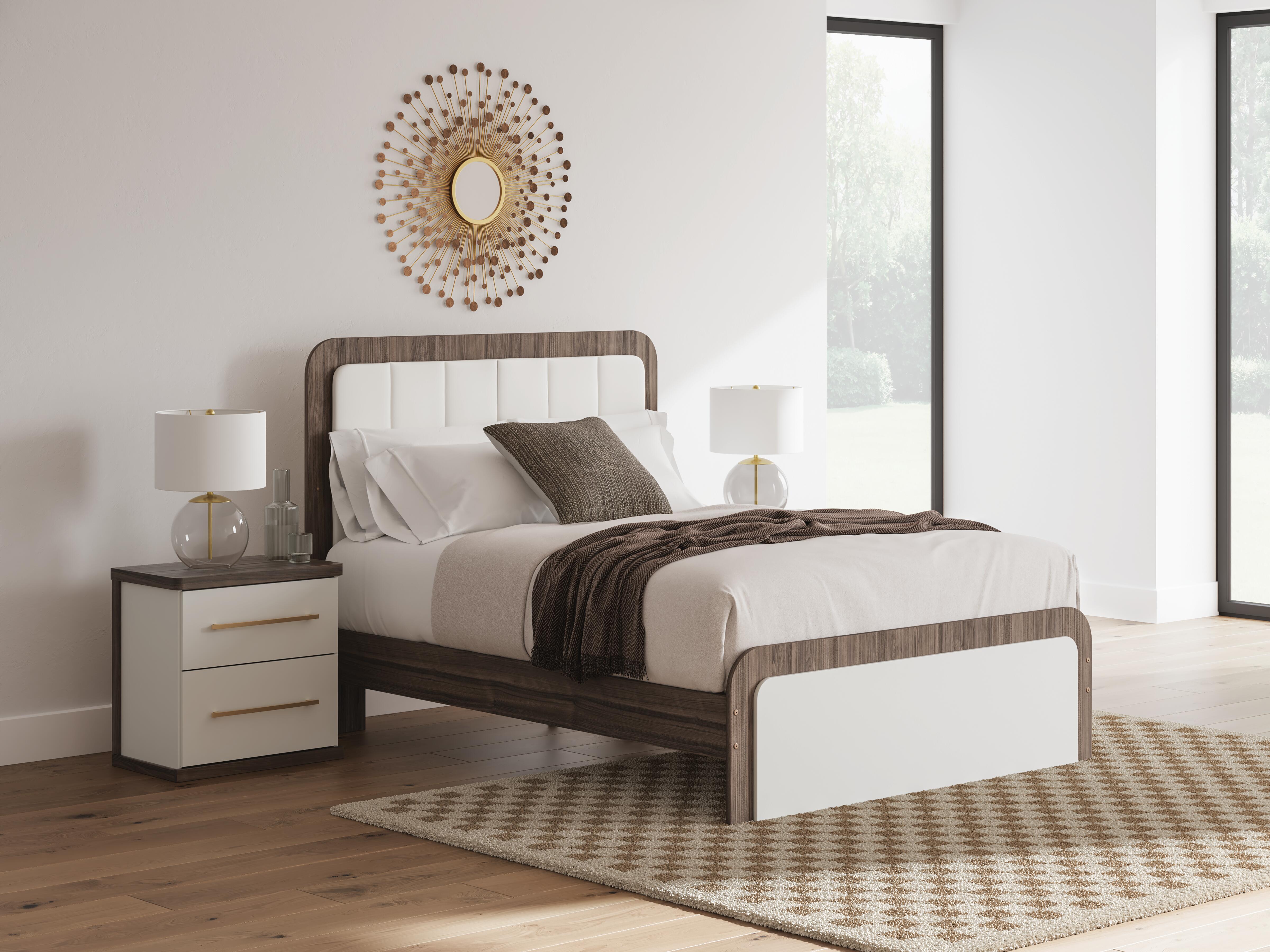 Dar Furniture - Ashley Furniture - Kendanport Queen Upholstered Bed - Queen Upholstered Bed / White/Brown - PCB1108B7
