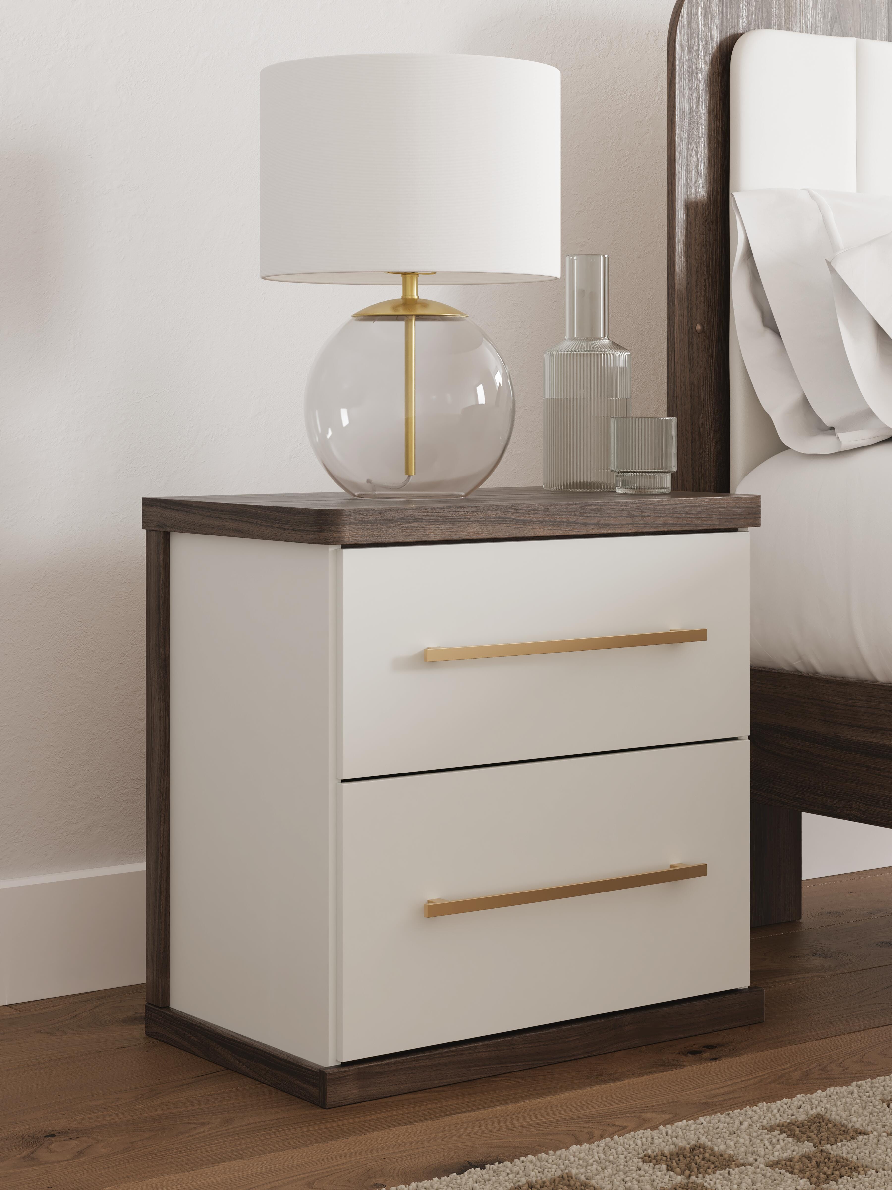 Dar Furniture - Ashley Furniture - Kendanport Nightstand - Two Drawer Night Stand / Brown/White - PCB1108-92