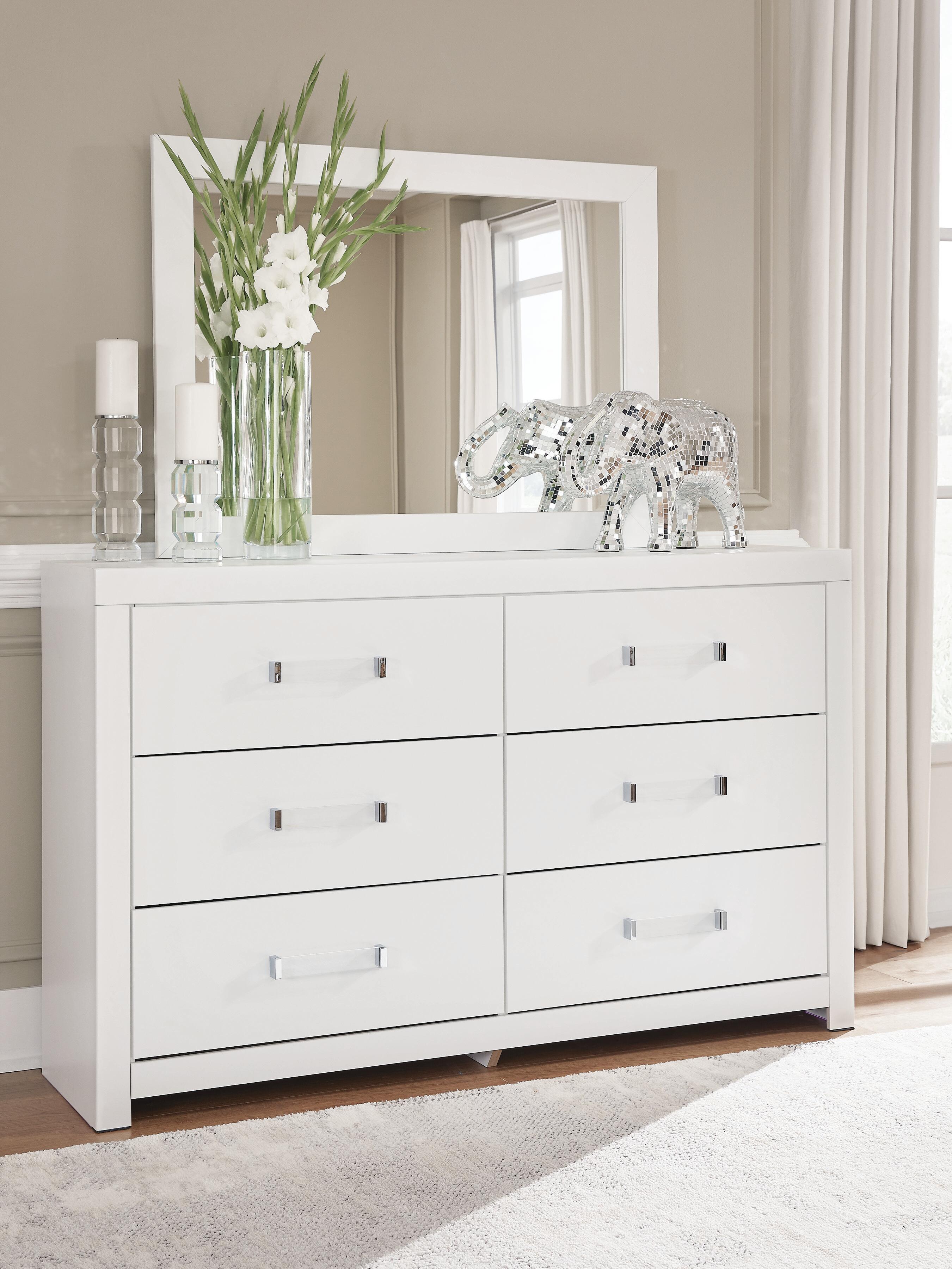 Dar Furniture - Ashley Furniture - Maeling Dresser and Mirror - Dresser and Mirror / White - PCB1119B1