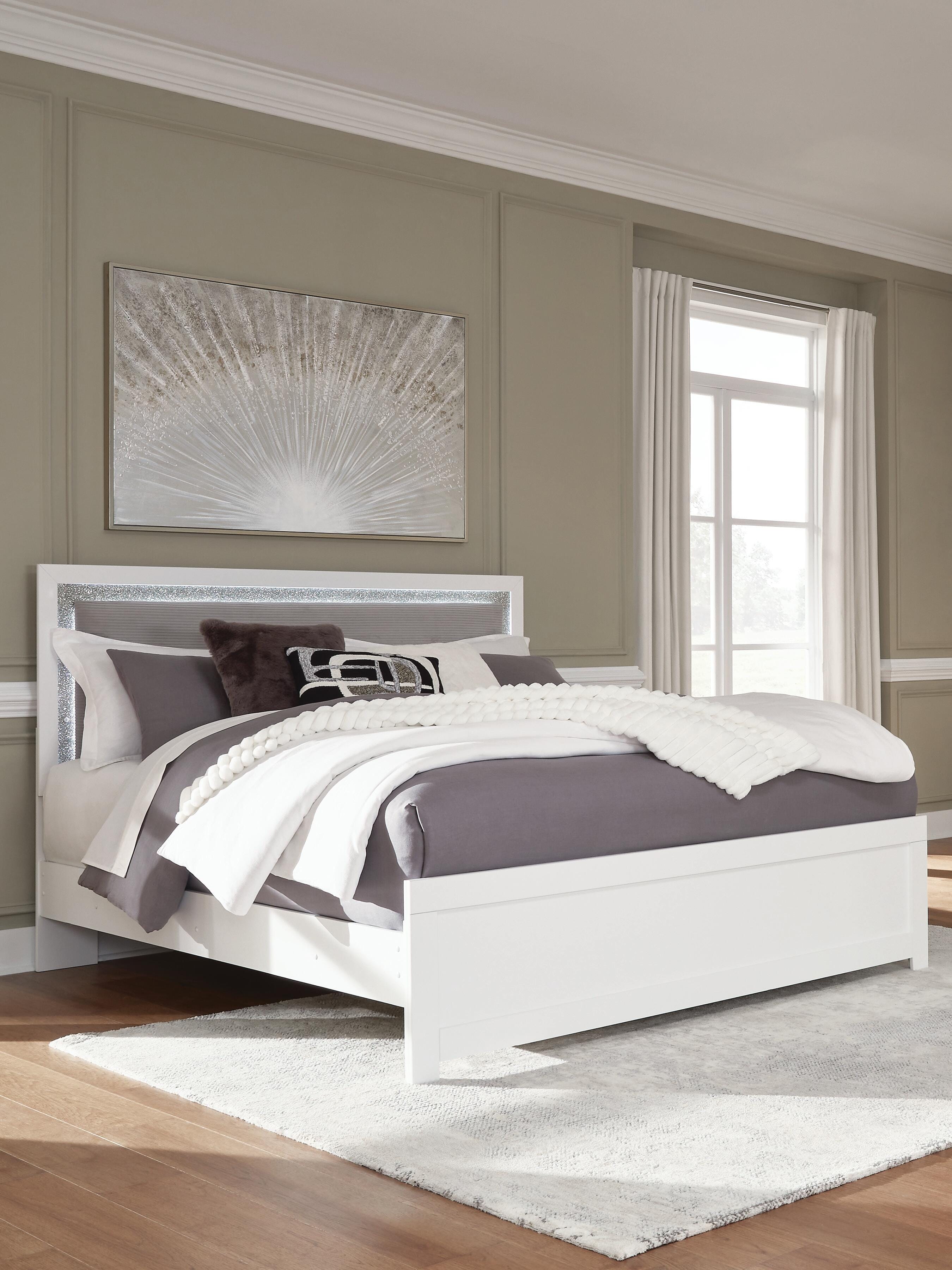 Dar Furniture - Ashley Furniture - Maeling King Upholstered Panel Bed - King Upholstered Panel Bed / White - PCB1119B4