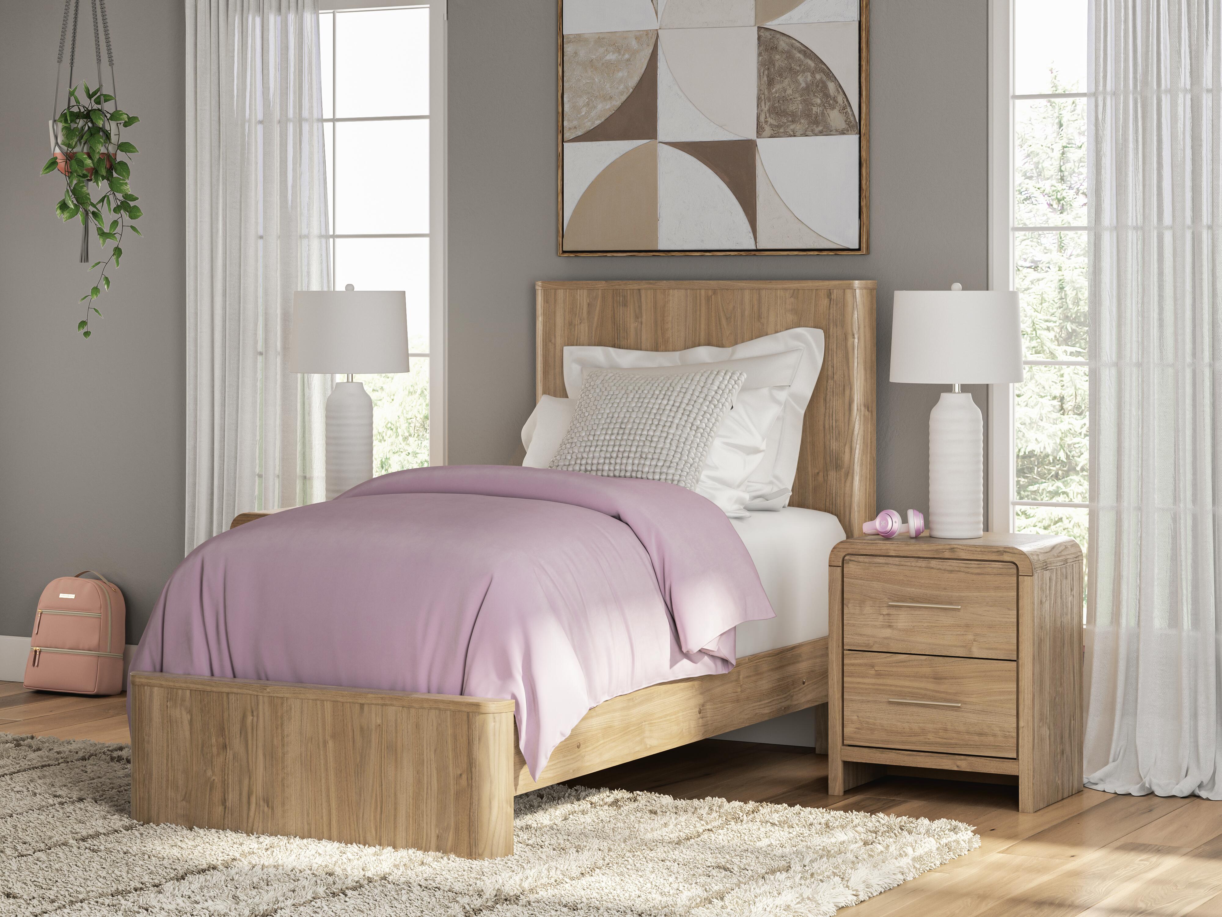 Dar Furniture - Ashley Furniture - Gramburg Twin Panel Platform Bed - Twin Panel Platform Bed / Warm Natural Brown - PCB1121B8