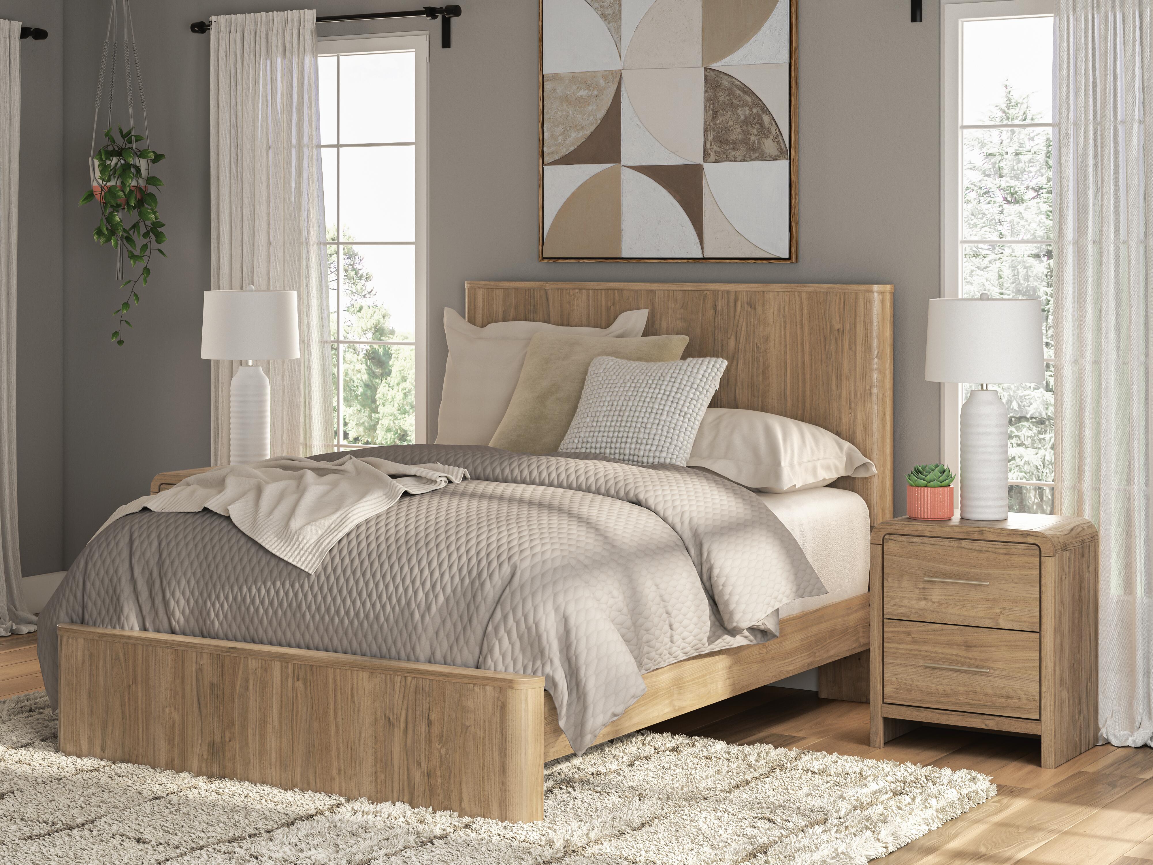 Dar Furniture - Ashley Furniture - Gramburg Queen Panel Platform Bed - Queen Panel Platform Bed / Warm Natural Brown - PCB1121B10