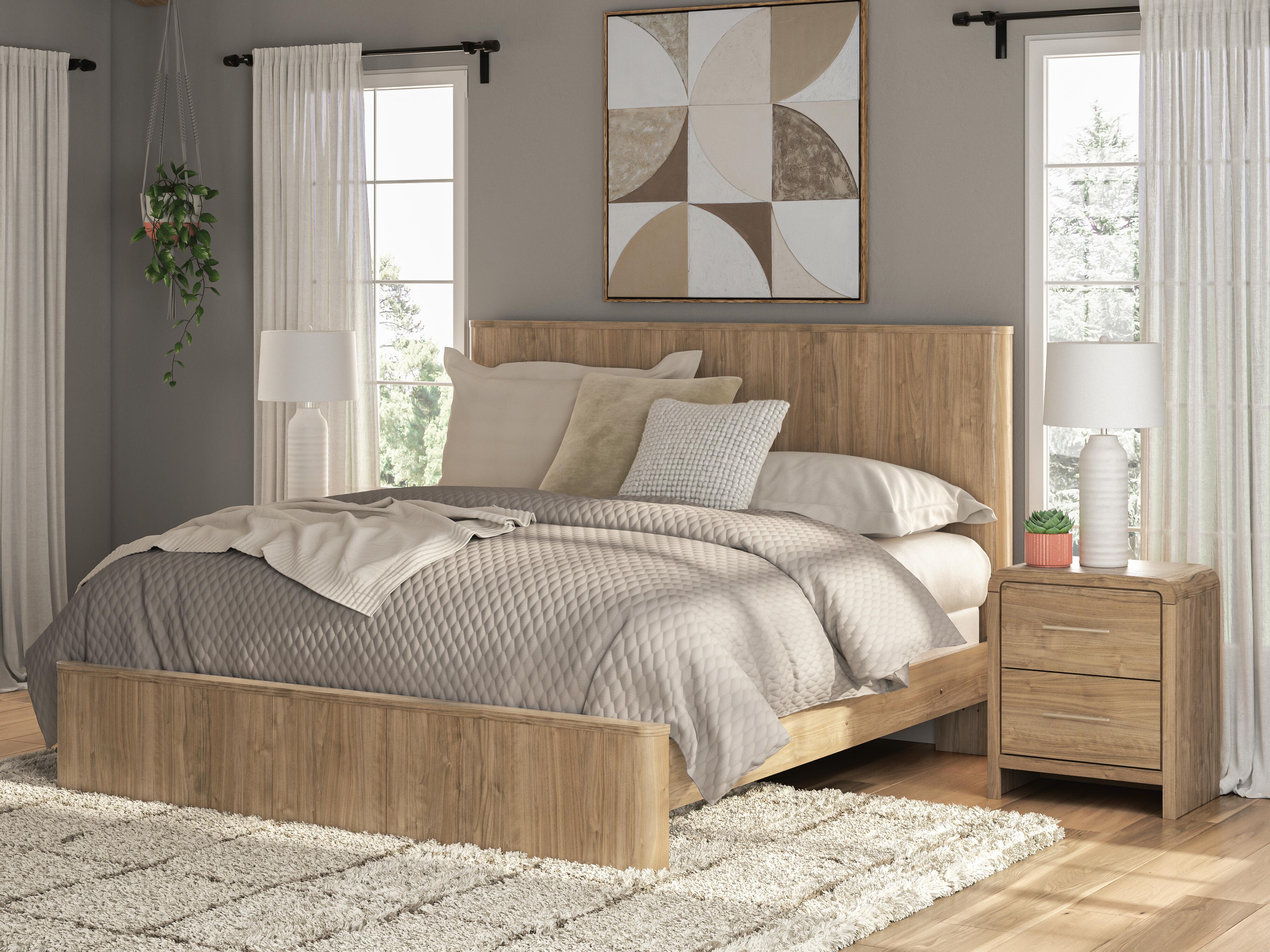 Dar Furniture - Ashley Furniture - Gramburg King Panel Bed - King Panel Bed / Warm Natural Brown - PCB1121B16