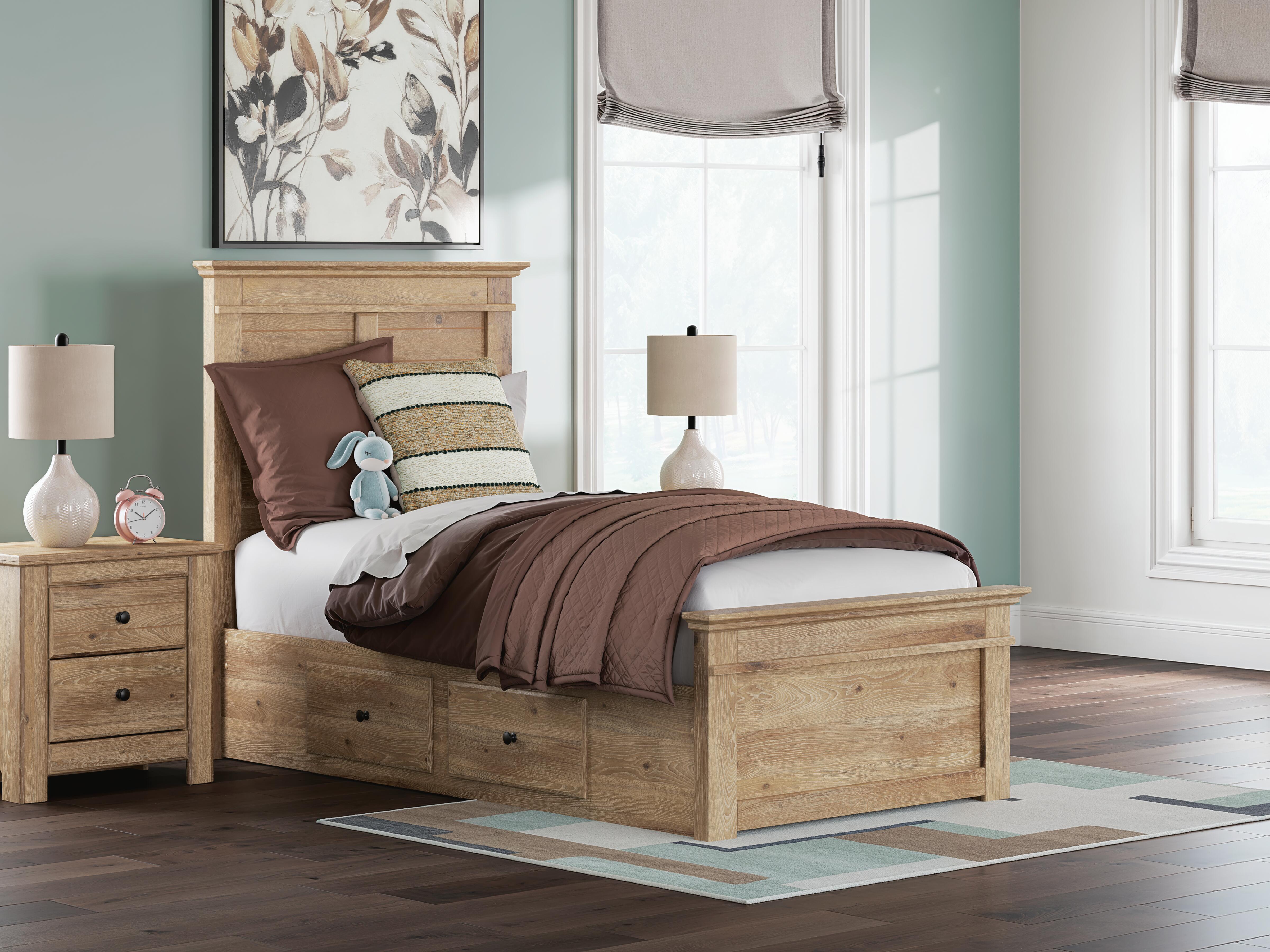 Dar Furniture - Ashley Furniture - Makidern Twin Panel Storage Bed - Twin Panel Storage Bed / Tan - PCB1170B30