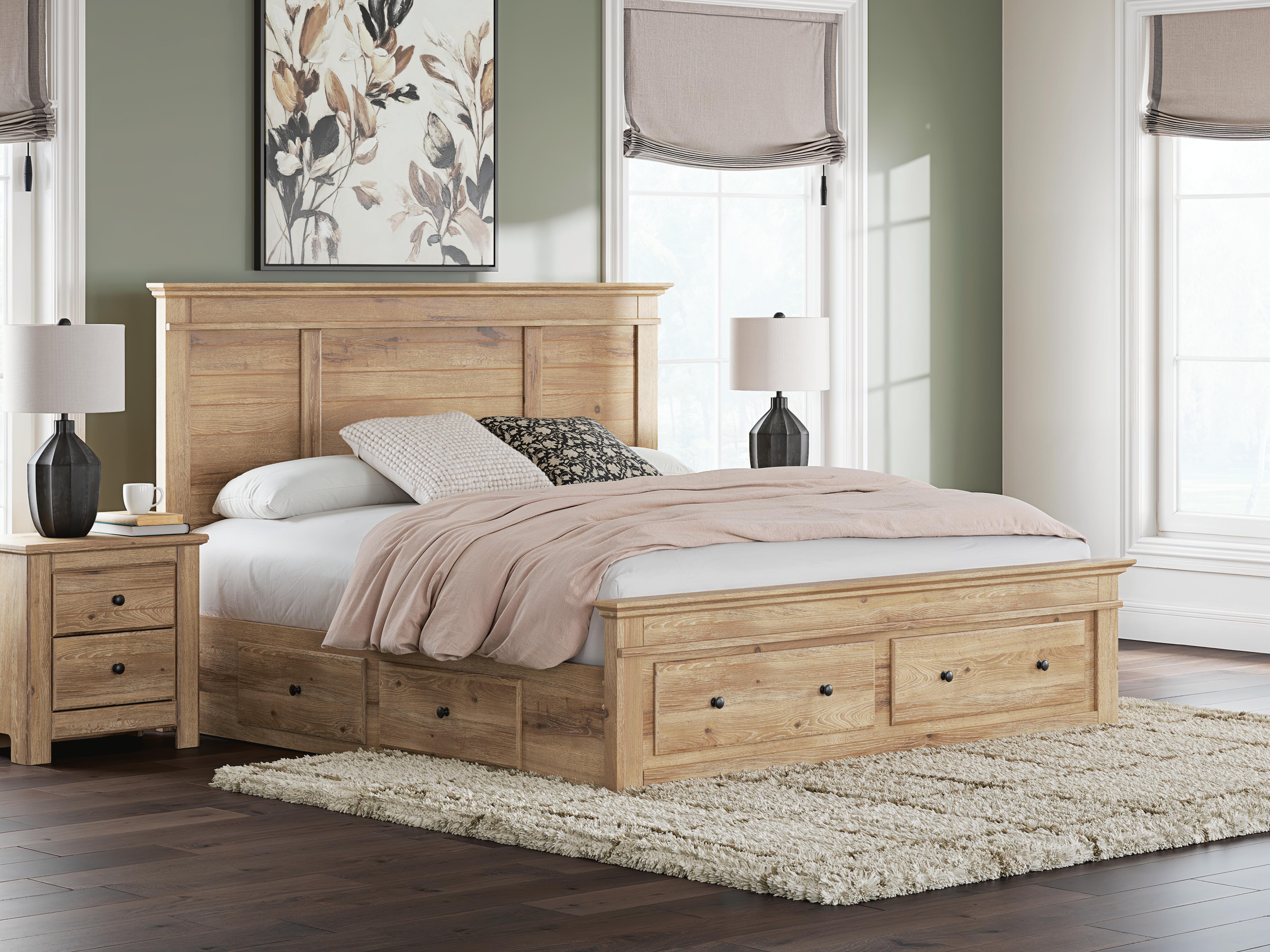 Dar Furniture - Ashley Furniture - Makidern King Panel Storage Bed - King Panel Storage Bed / Tan - PCB1170B16