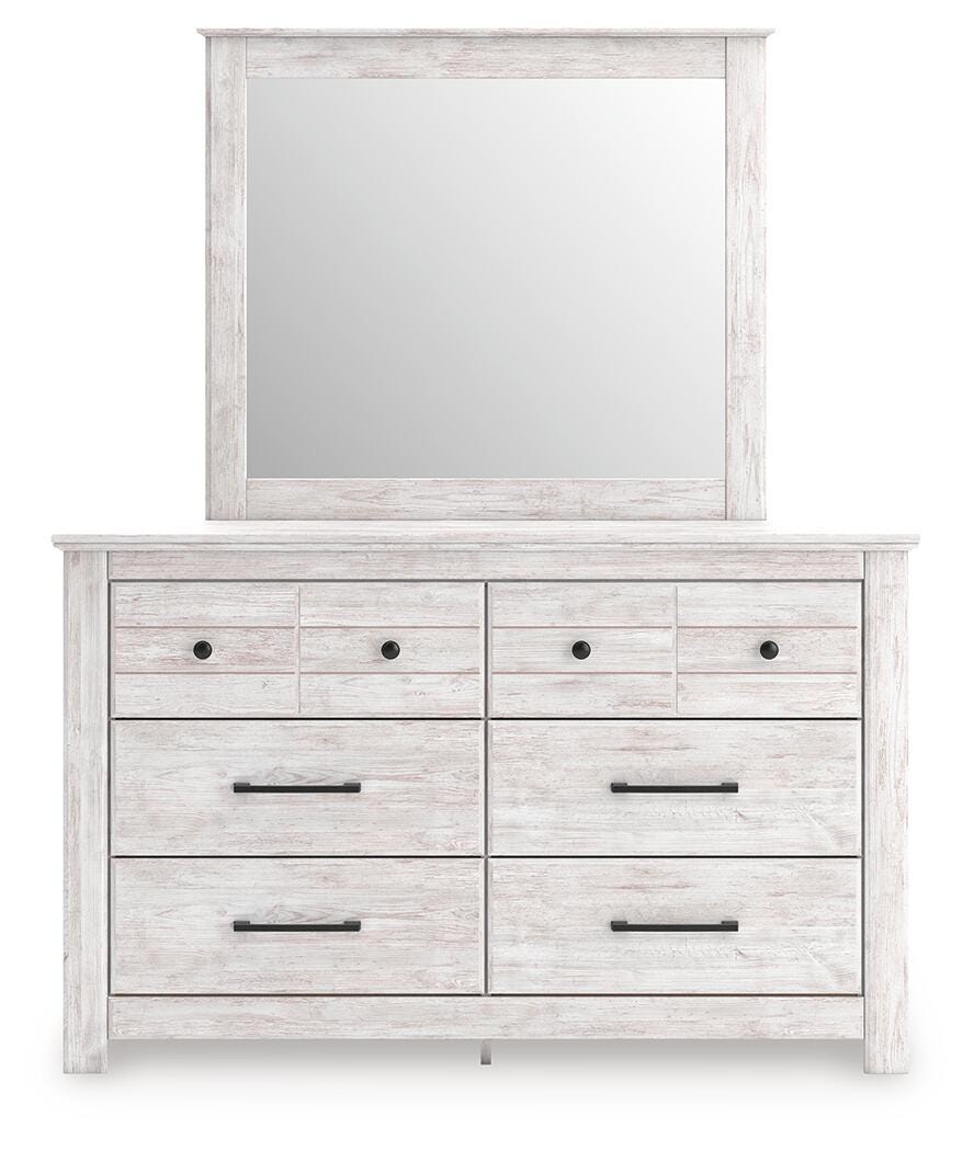 Dar Furniture - Ashley Furniture - Makidern Dresser and Mirror - Dresser and Mirror / Whitewash - PCB1171B1