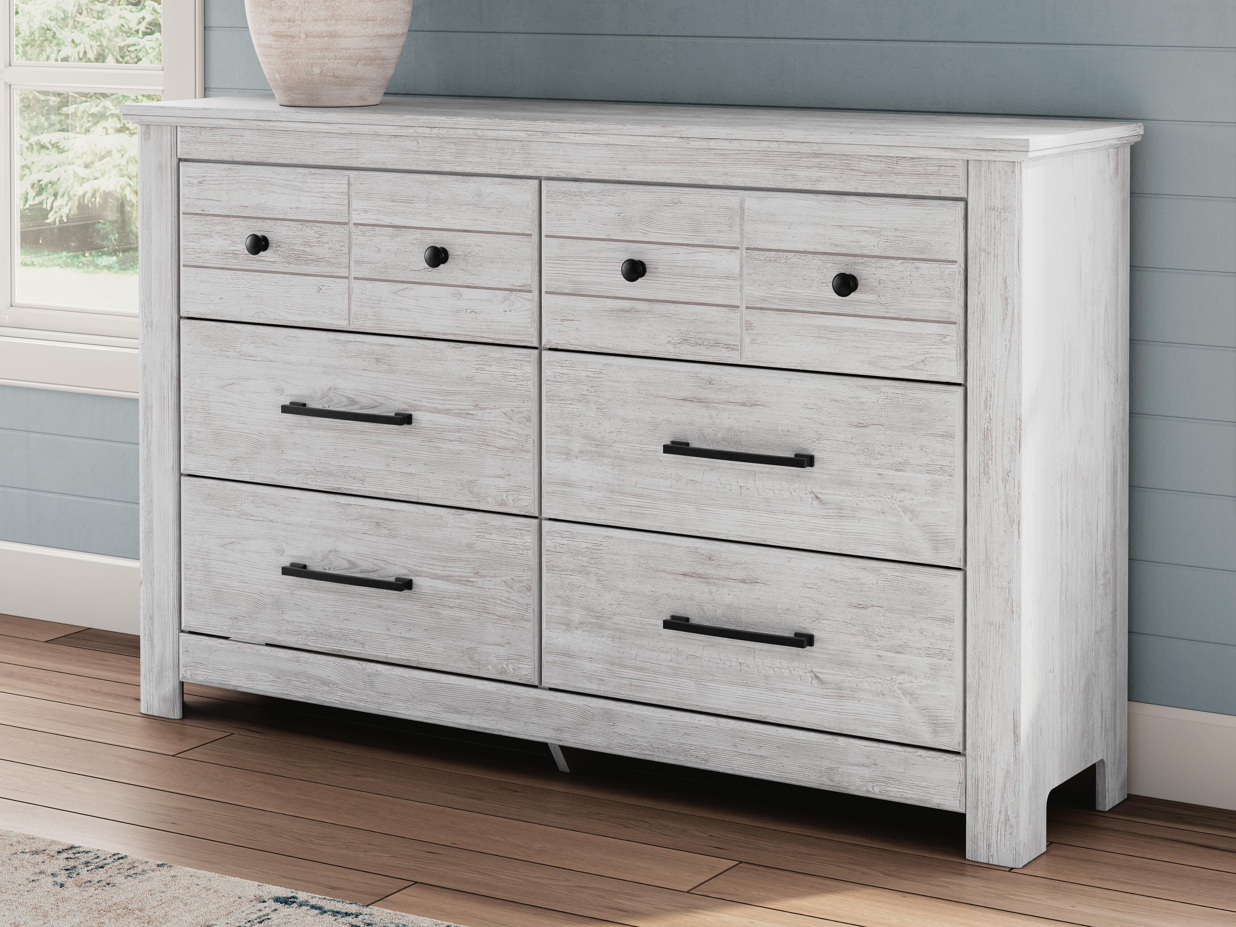 Dar Furniture - Ashley Furniture - Makidern Dresser - Six Drawer Dresser / Whitewash - PCB1171-31