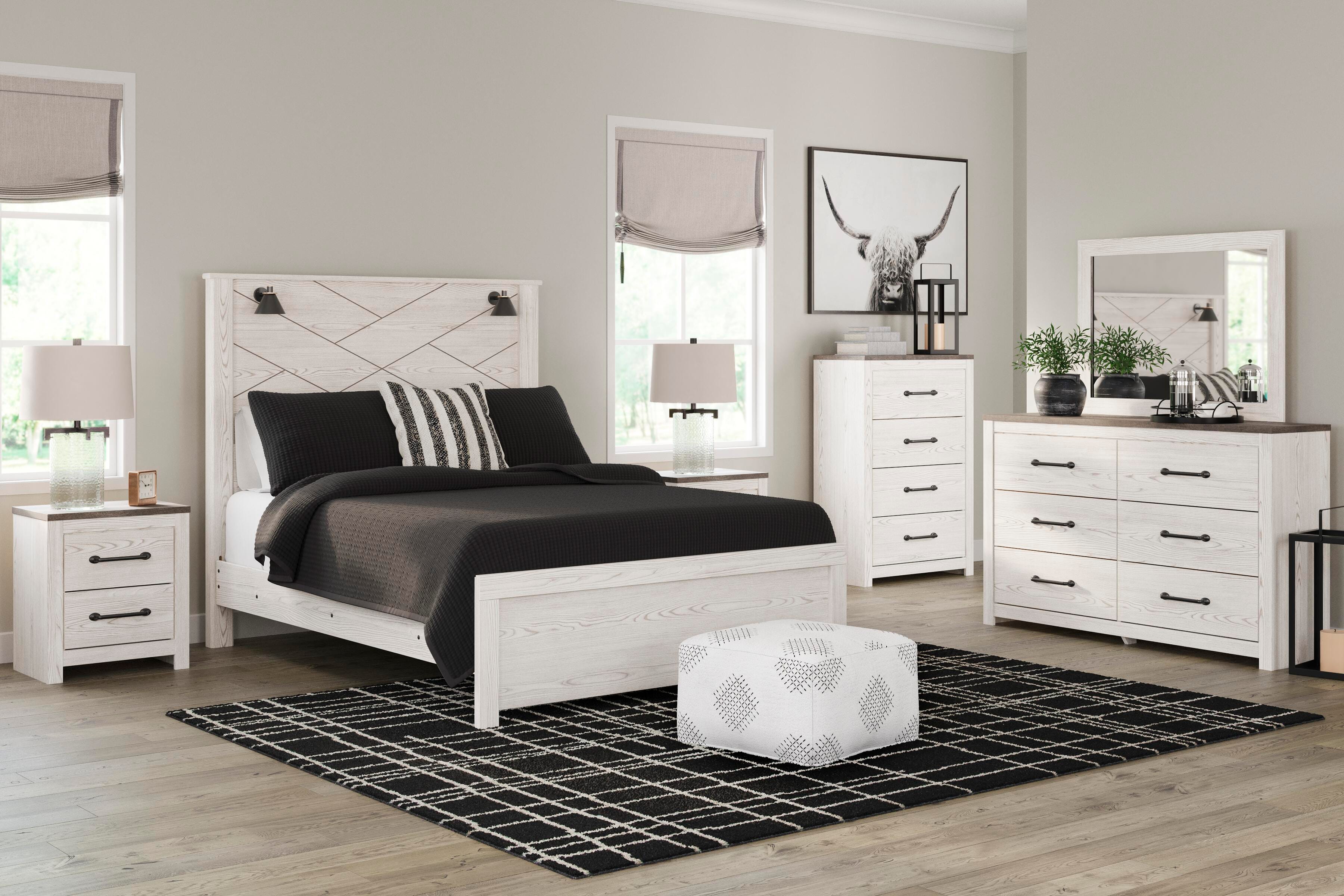 Dar Furniture - Ashley Furniture - Gerridan Dresser and Mirror - Dresser and Mirror / White/Gray - B1190B1