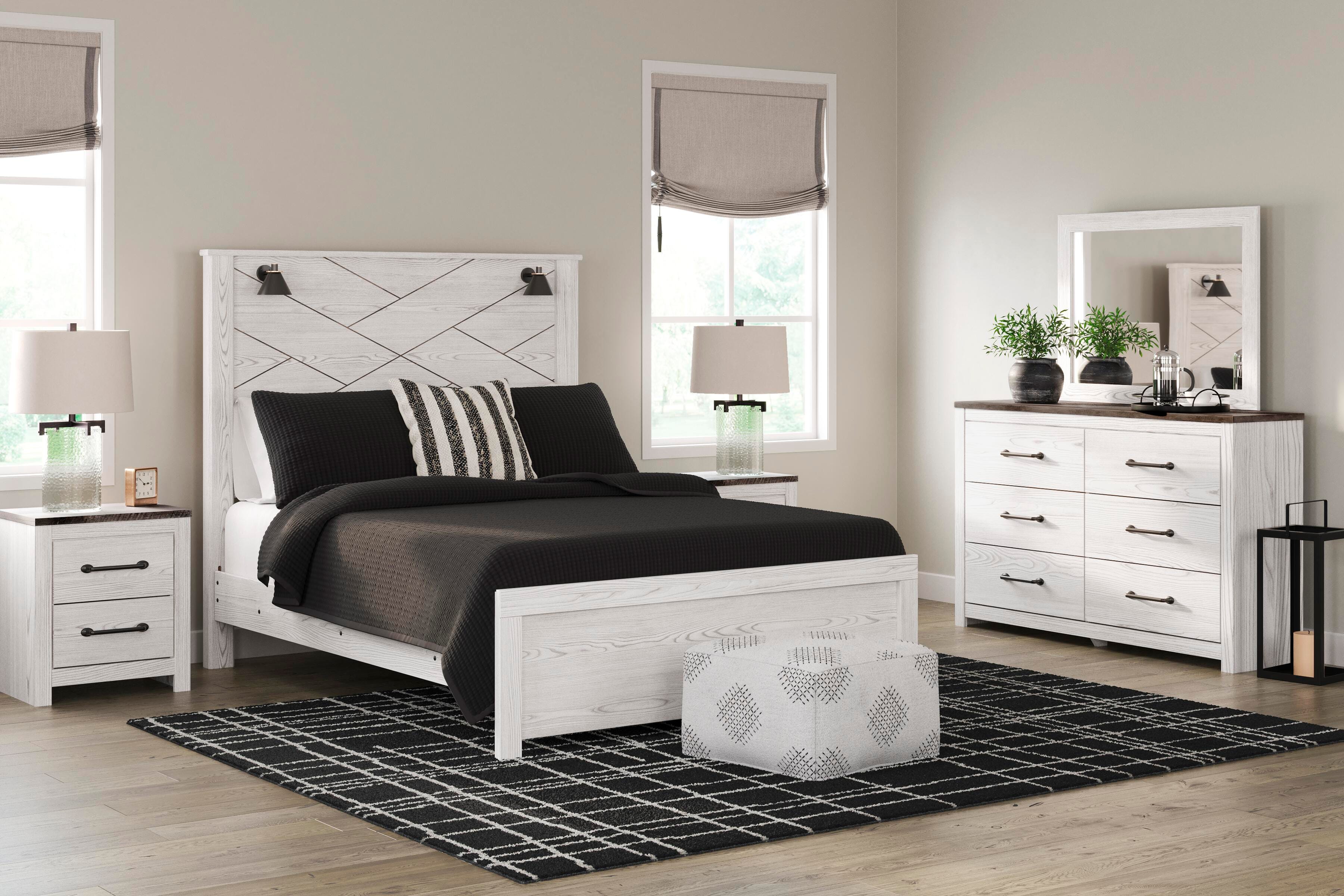 Dar Furniture - Ashley Furniture - Gerridan Queen Panel Bed - Queen Panel Bed / White/Gray - B1190B7