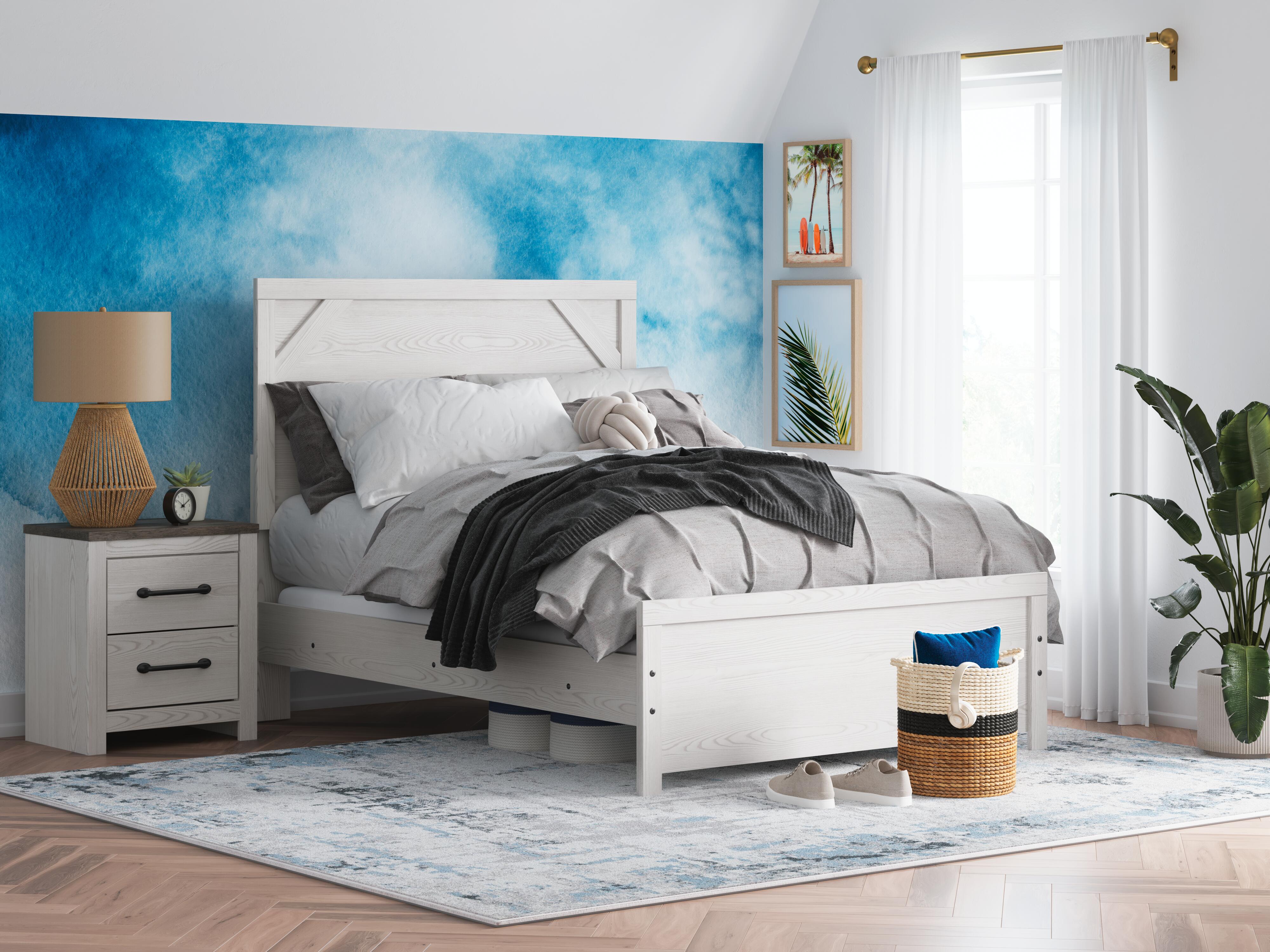 Dar Furniture - Ashley Furniture - Gerridan Full Panel Bed - Full Panel Bed / White/Gray - B1190B4