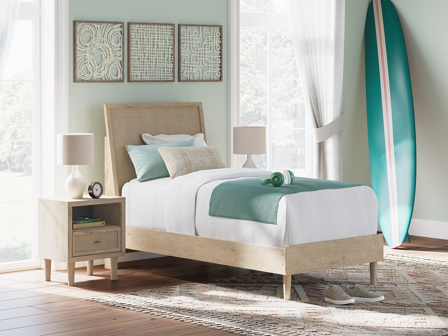Dar Furniture - Ashley Furniture - Cielden Twin Panel Bed - Twin Panel Bed / Two-tone - B1199B18