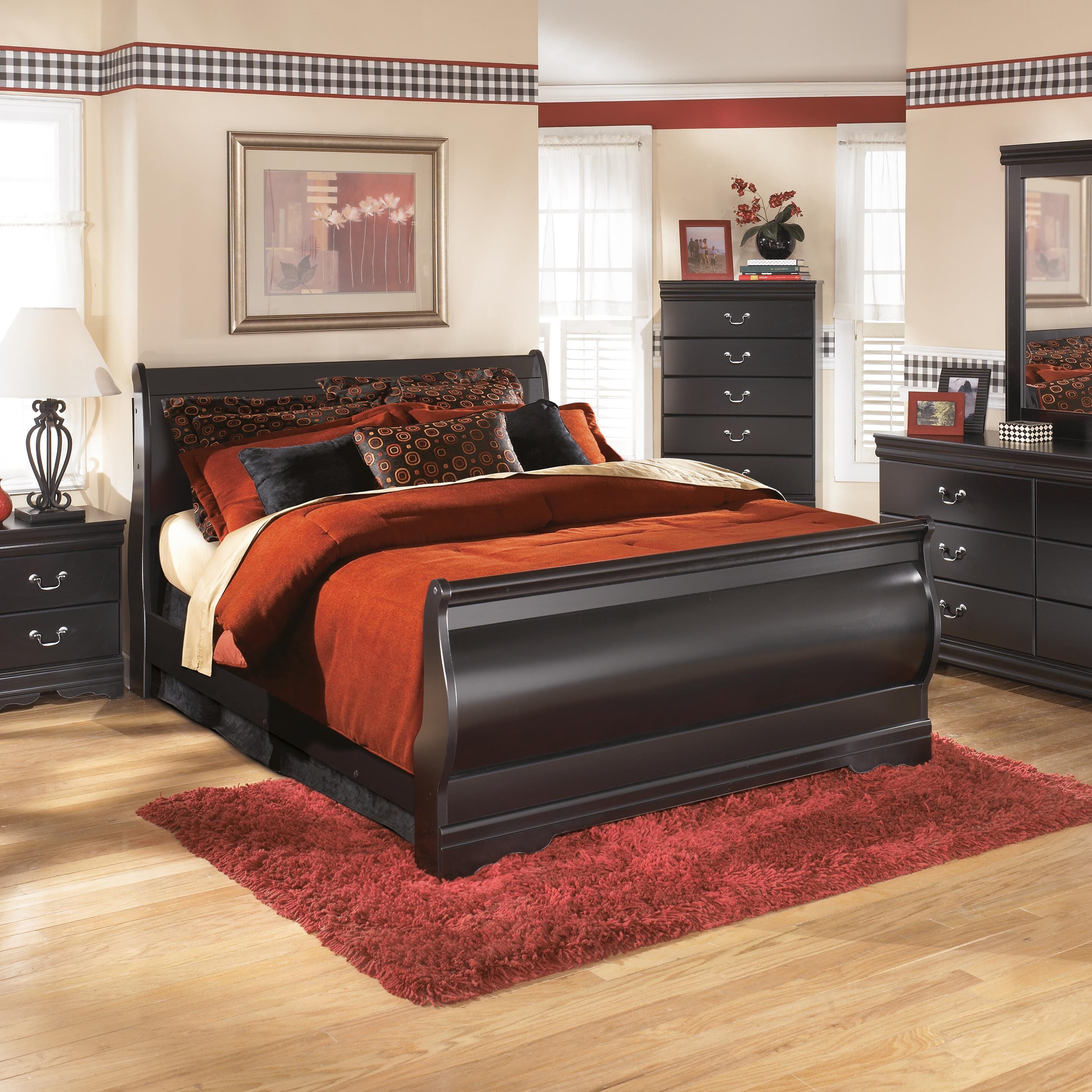 Dar Furniture - Ashley Furniture - Huey Vineyard Queen Sleigh Bed - Queen Sleigh Bed / Black - B128B4