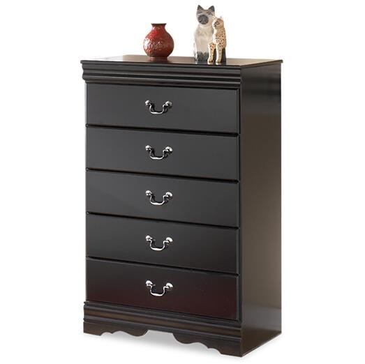 Dar Furniture - Ashley Furniture - Huey Vineyard Chest of Drawers - Five Drawer Chest / Black - B128-46