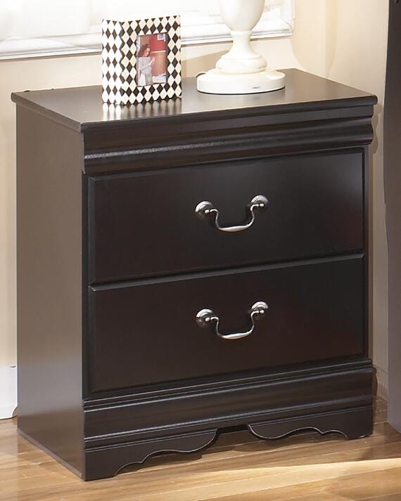Dar Furniture - Ashley Furniture - Huey Vineyard Nightstand - Two Drawer Night Stand / Black - B128-92