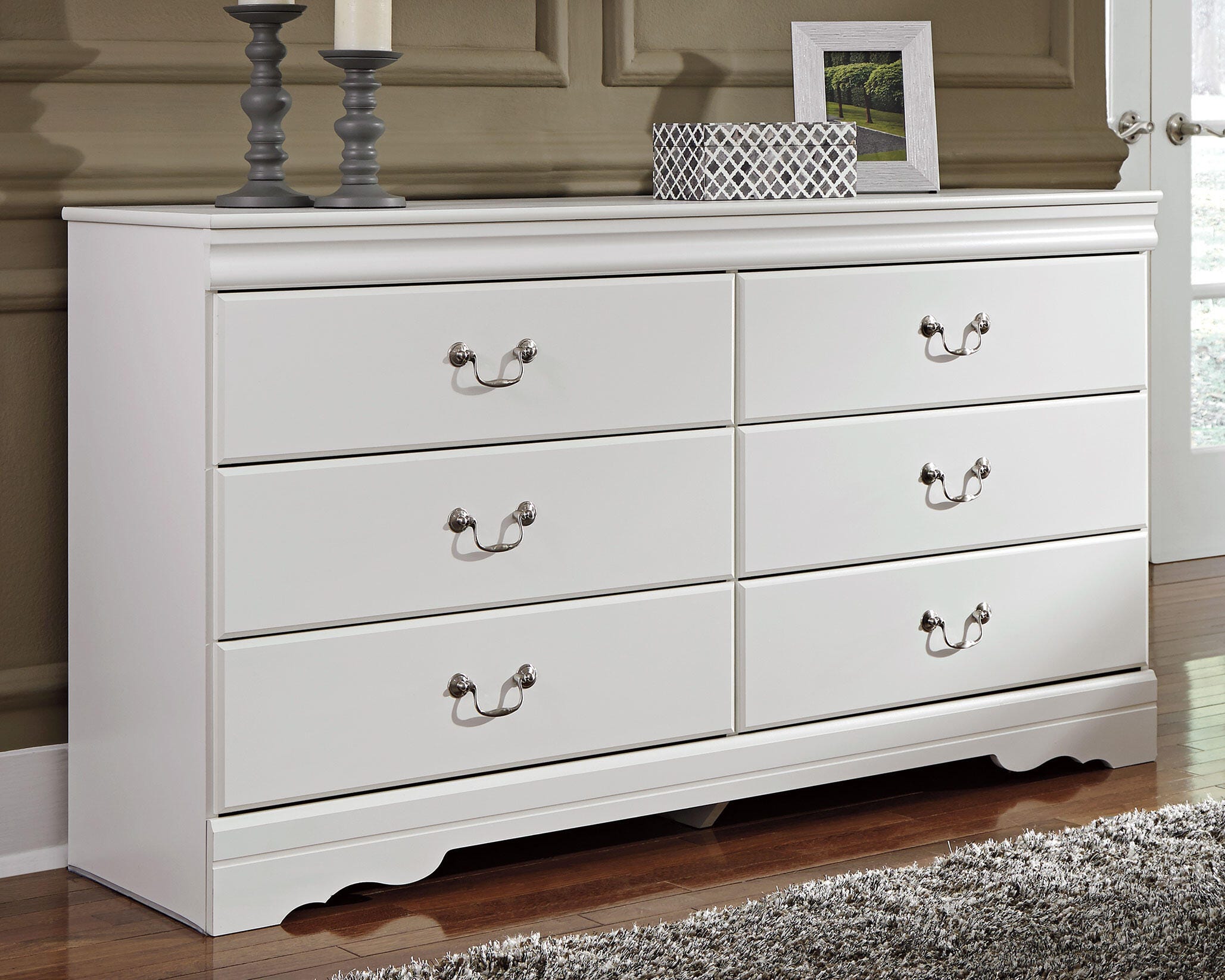 Dar Furniture - Ashley Furniture - Anarasia Dresser - Six Drawer Dresser / White - B129-31