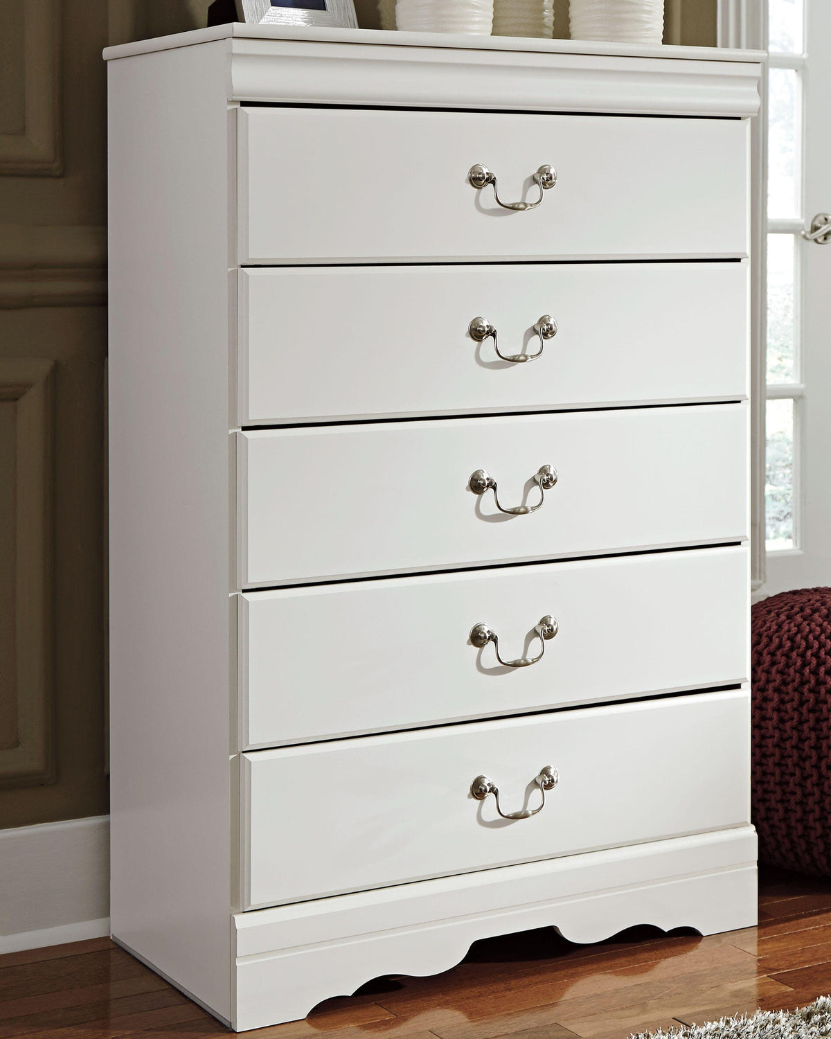 Dar Furniture - Ashley Furniture - Anarasia Chest of Drawers - Five Drawer Chest / White - B129-46